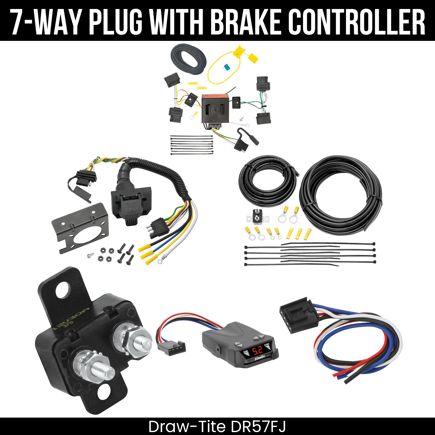 Trailer Wiring 7-Way Plug w/ Bracket , Draw-Tite Activator IV Brake Control