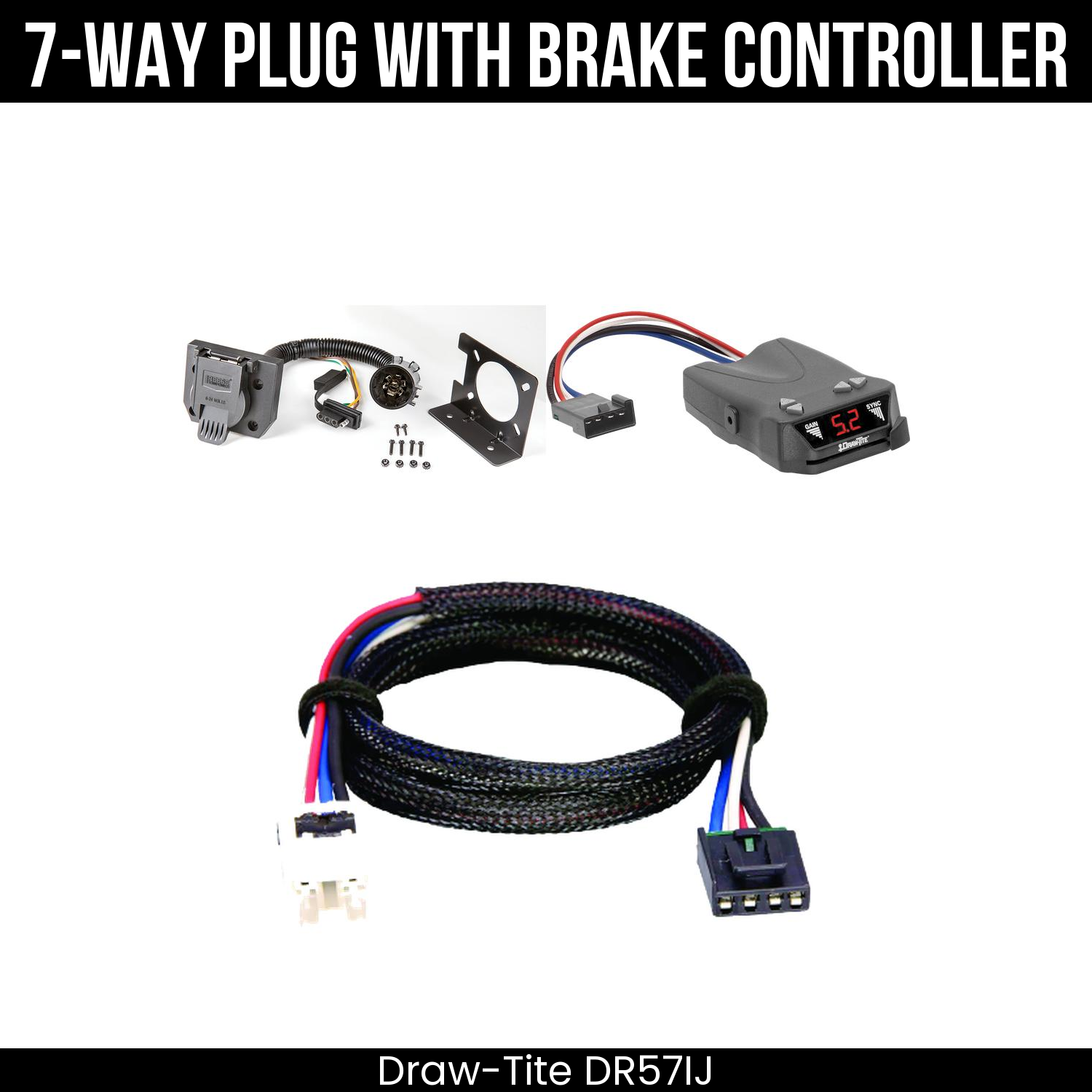 Trailer Wiring 7-Way Plug w/ Bracket , Draw-Tite Activator IV Brake Control