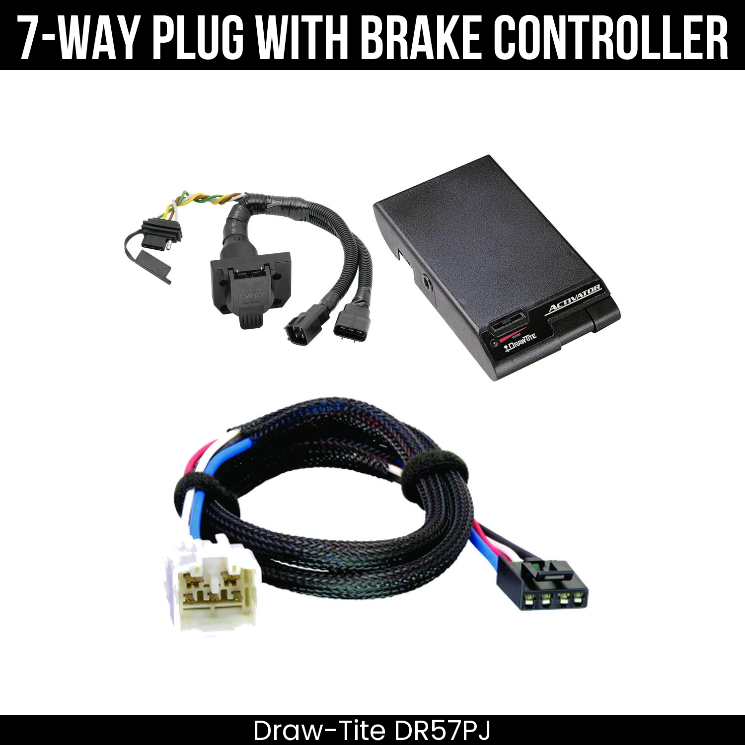 Trailer Wiring 7-Way Plug w/ Bracket , Draw-Tite Activator Brake Control