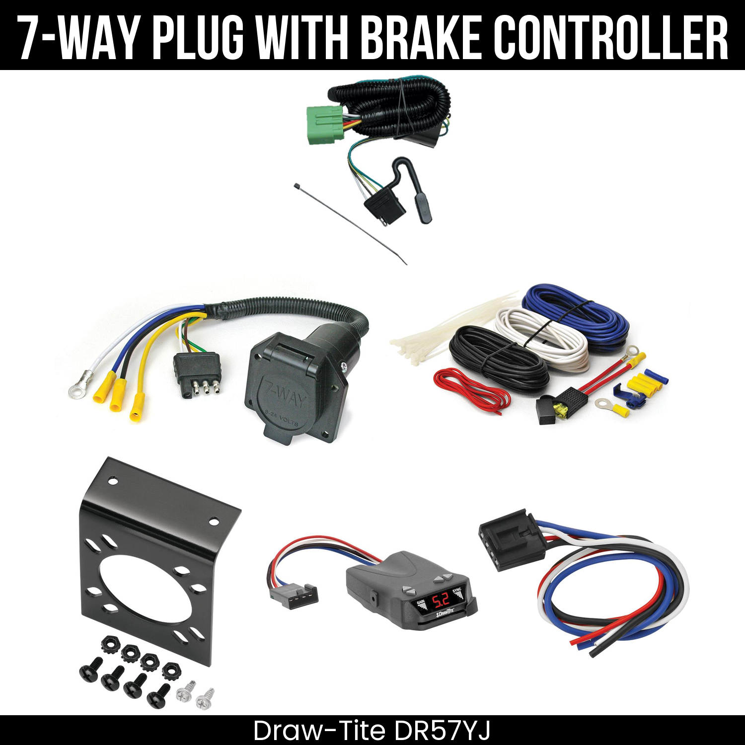 Trailer Wiring 7-Way Economy Plug w/ Bracket , Draw-Tite Activator IV Brake Control