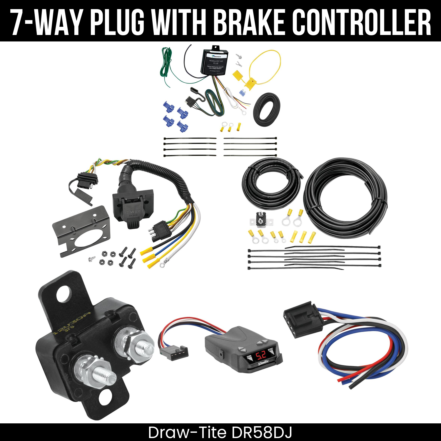 Trailer Wiring 7-Way Plug w/ Bracket , Draw-Tite Activator IV Brake Control