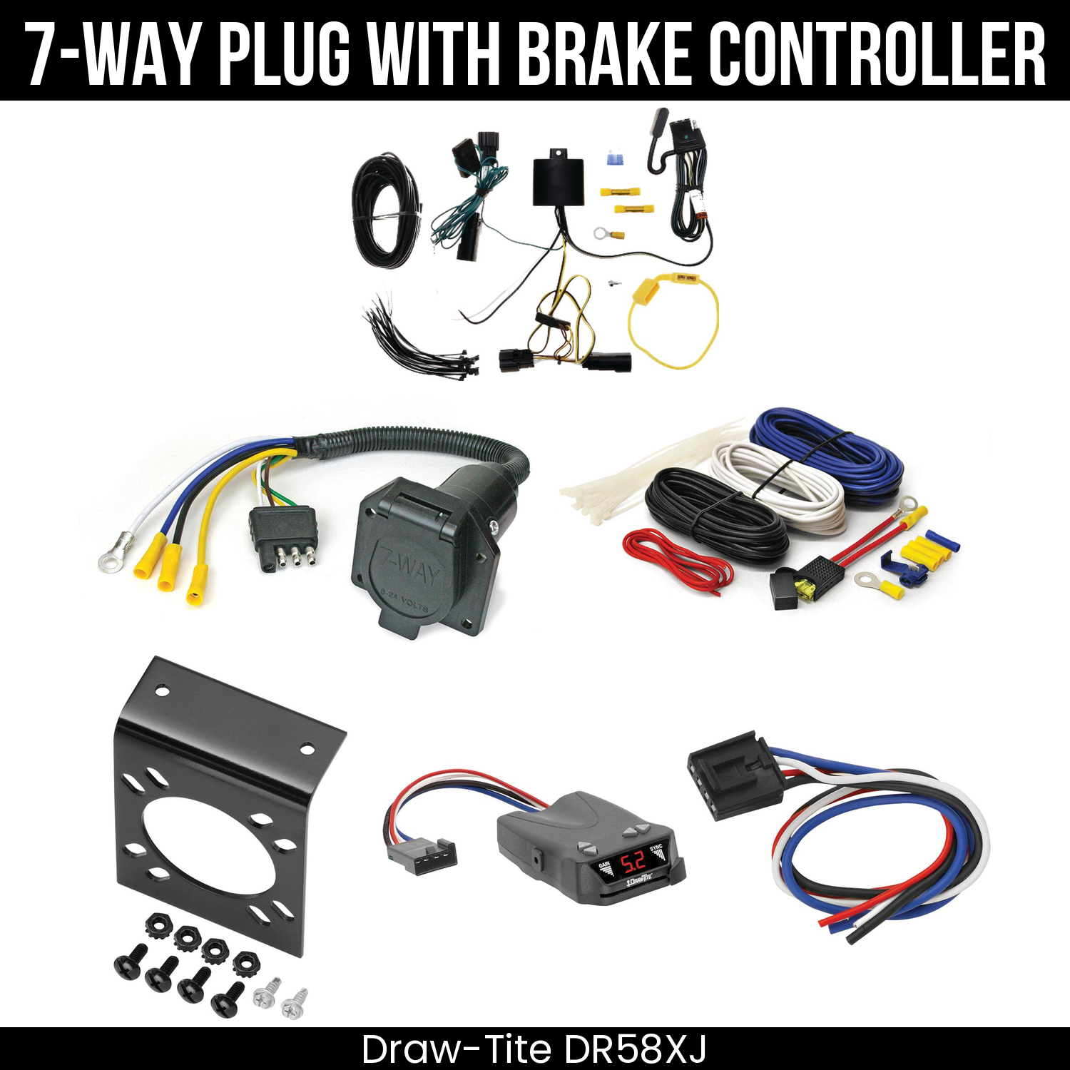 Trailer Wiring 7-Way Economy Plug w/ Bracket , Draw-Tite Activator IV Brake Control
