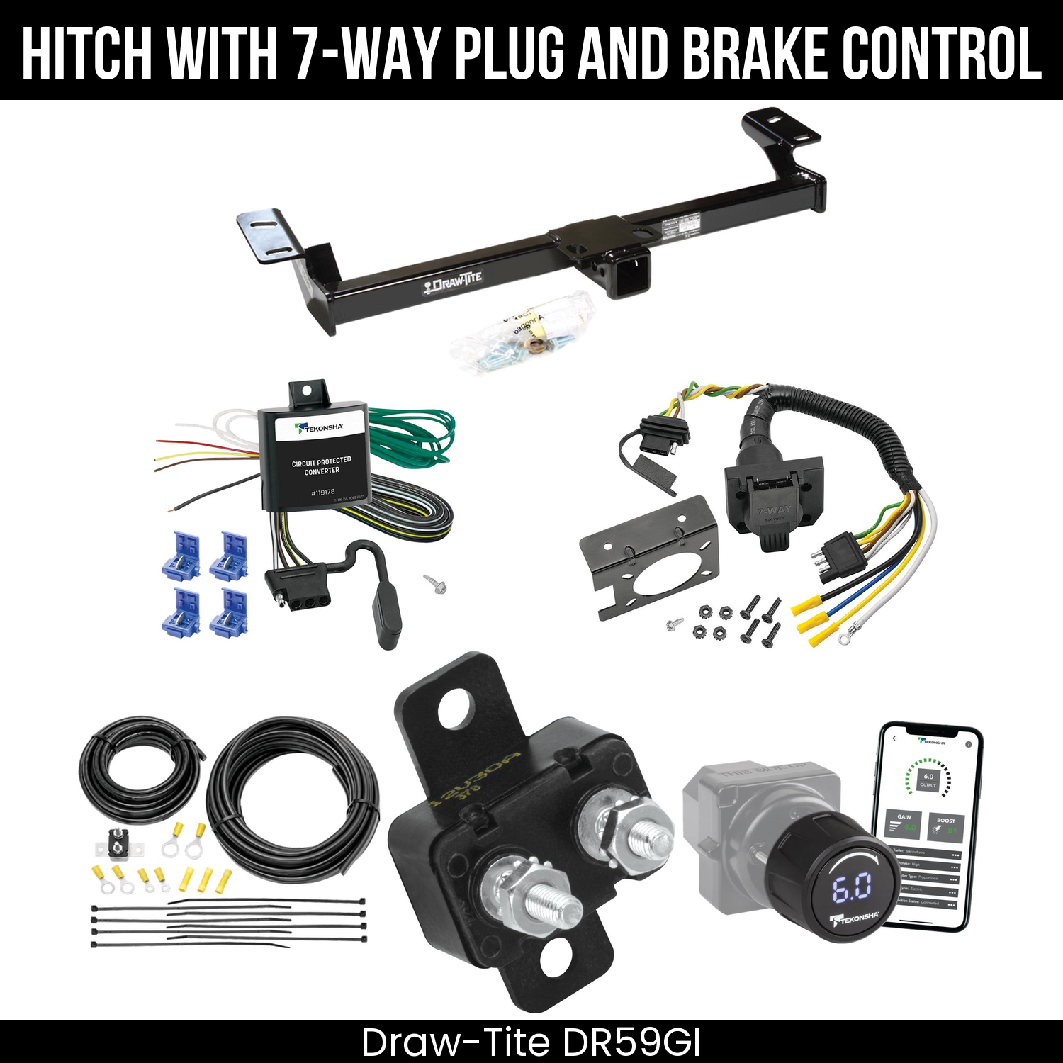 Draw Tite DR59GI Hitch With 7 Way Plug And Brake Control Bundle Featureimg