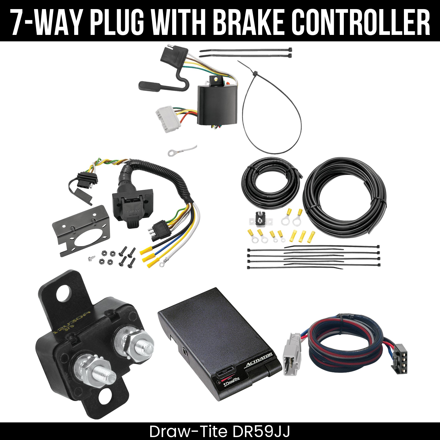 Trailer Wiring 7-Way Plug w/ Bracket , Draw-Tite Activator Brake Control