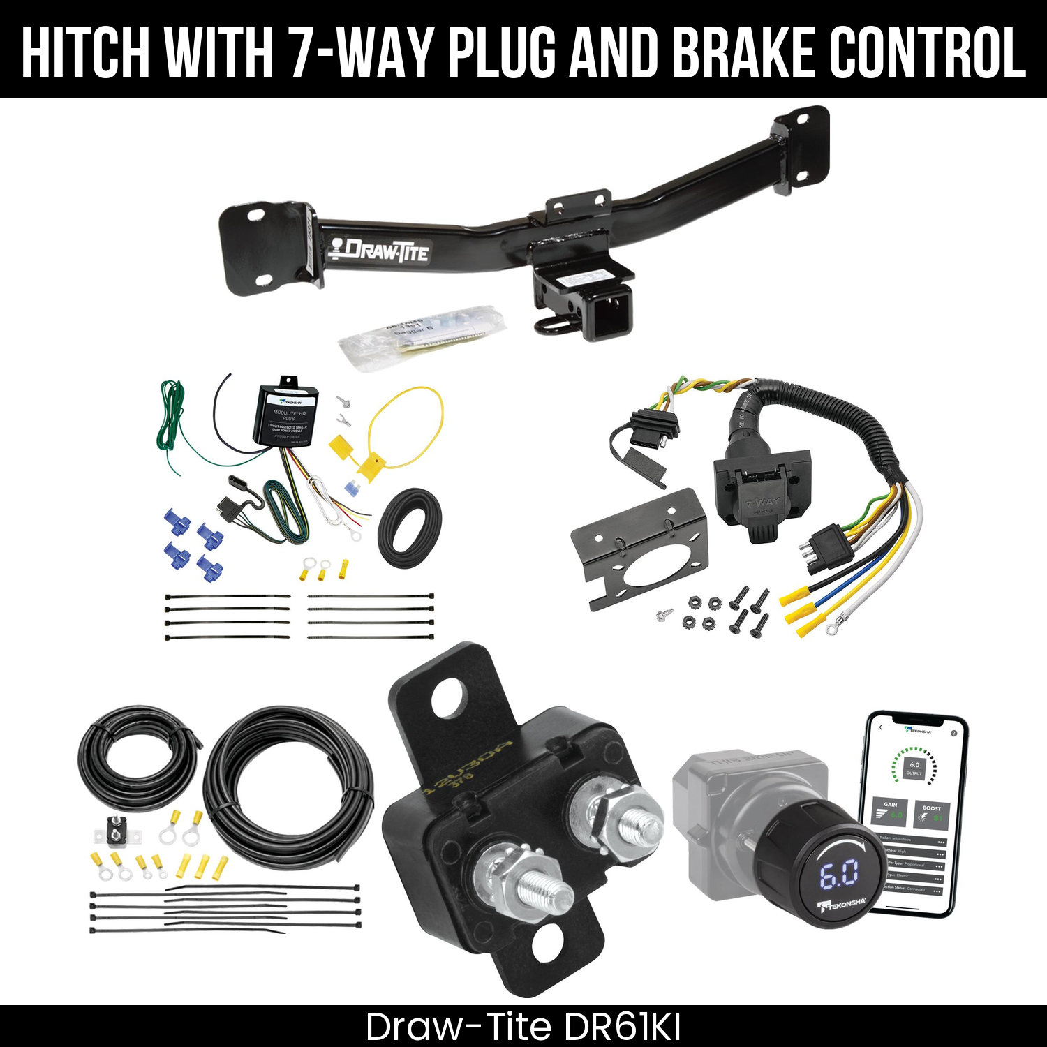 Draw Tite DR61KI Hitch With 7 Way Plug And Brake Control Bundle Featureimg