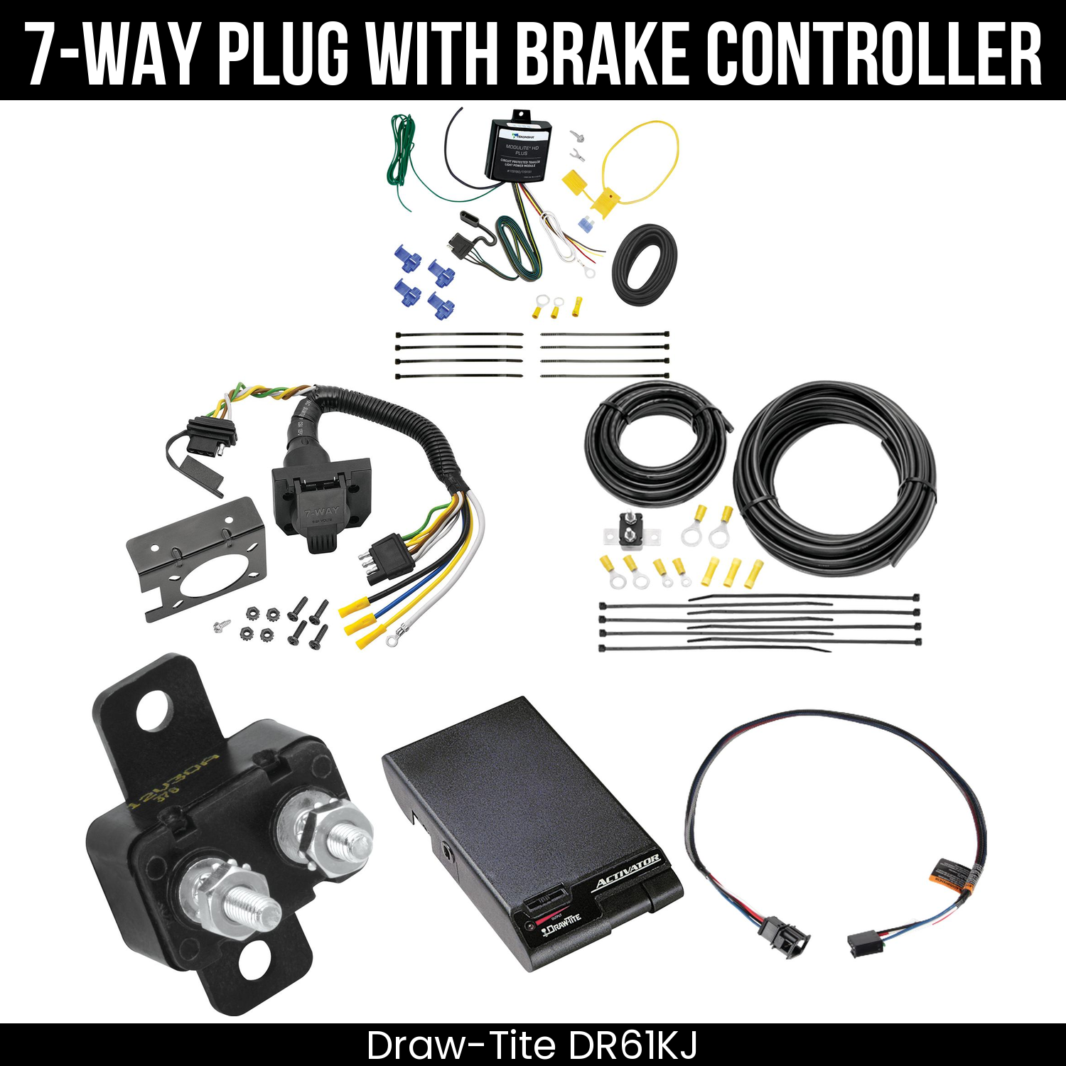 Trailer Wiring 7-Way Plug w/ Bracket , Draw-Tite Activator Brake Control