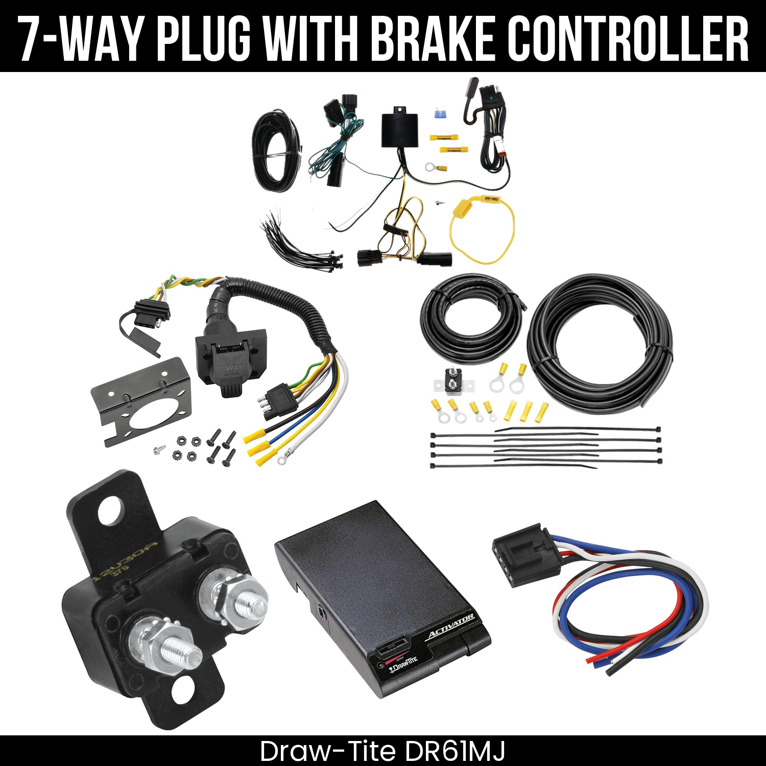 Trailer Wiring 7-Way Plug w/ Bracket , Draw-Tite Activator Brake Control