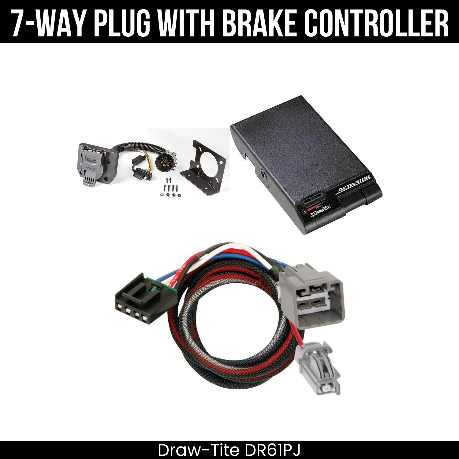 Trailer Wiring 7-Way Plug w/ Bracket , Draw-Tite Activator Brake Control