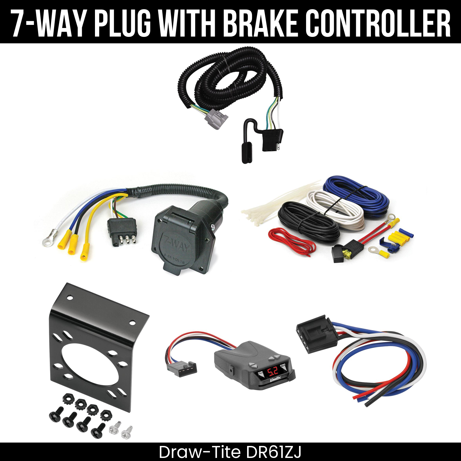 Trailer Wiring 7-Way Economy Plug w/ Bracket , Draw-Tite Activator IV Brake Control