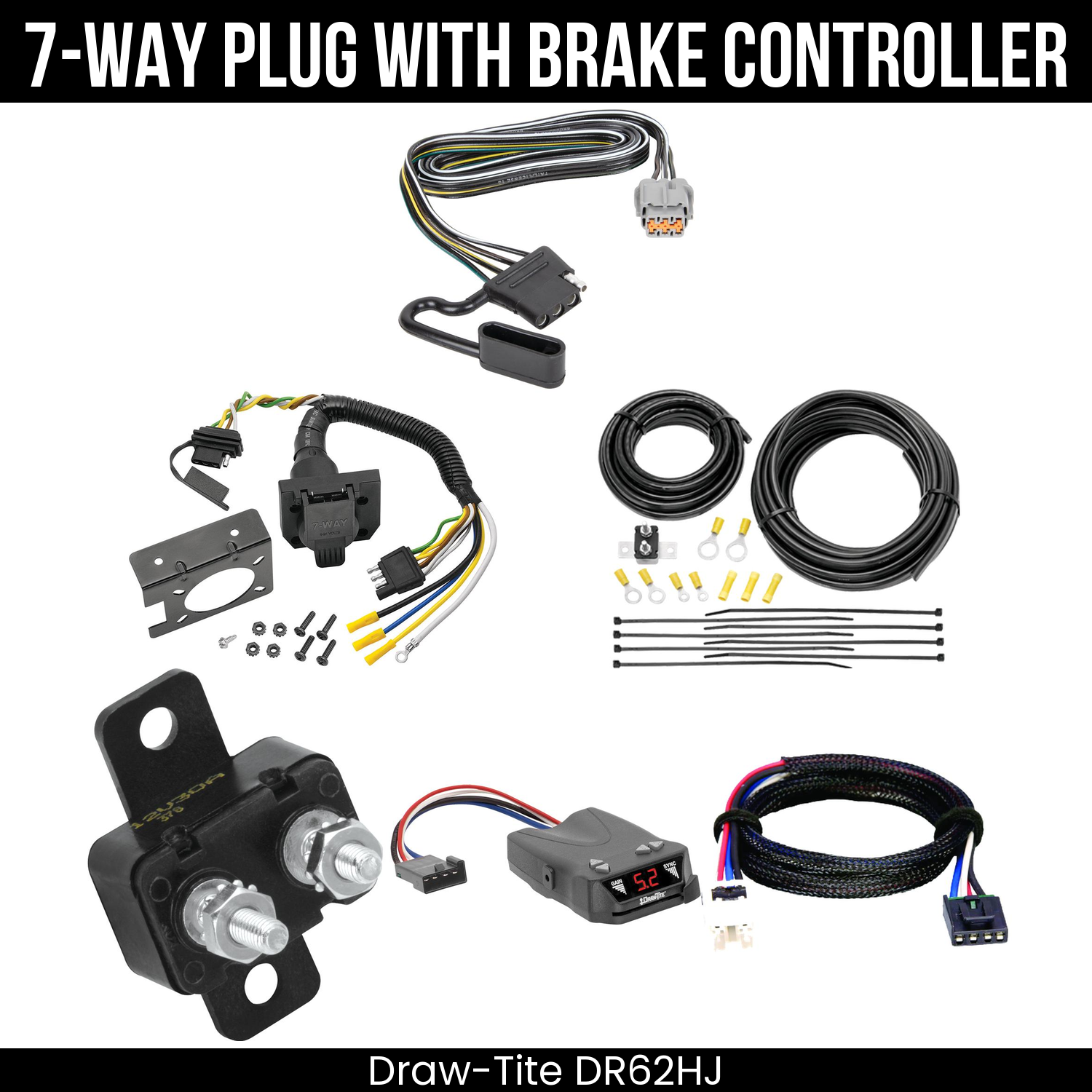 Trailer Wiring 7-Way Plug w/ Bracket , Draw-Tite Activator IV Brake Control