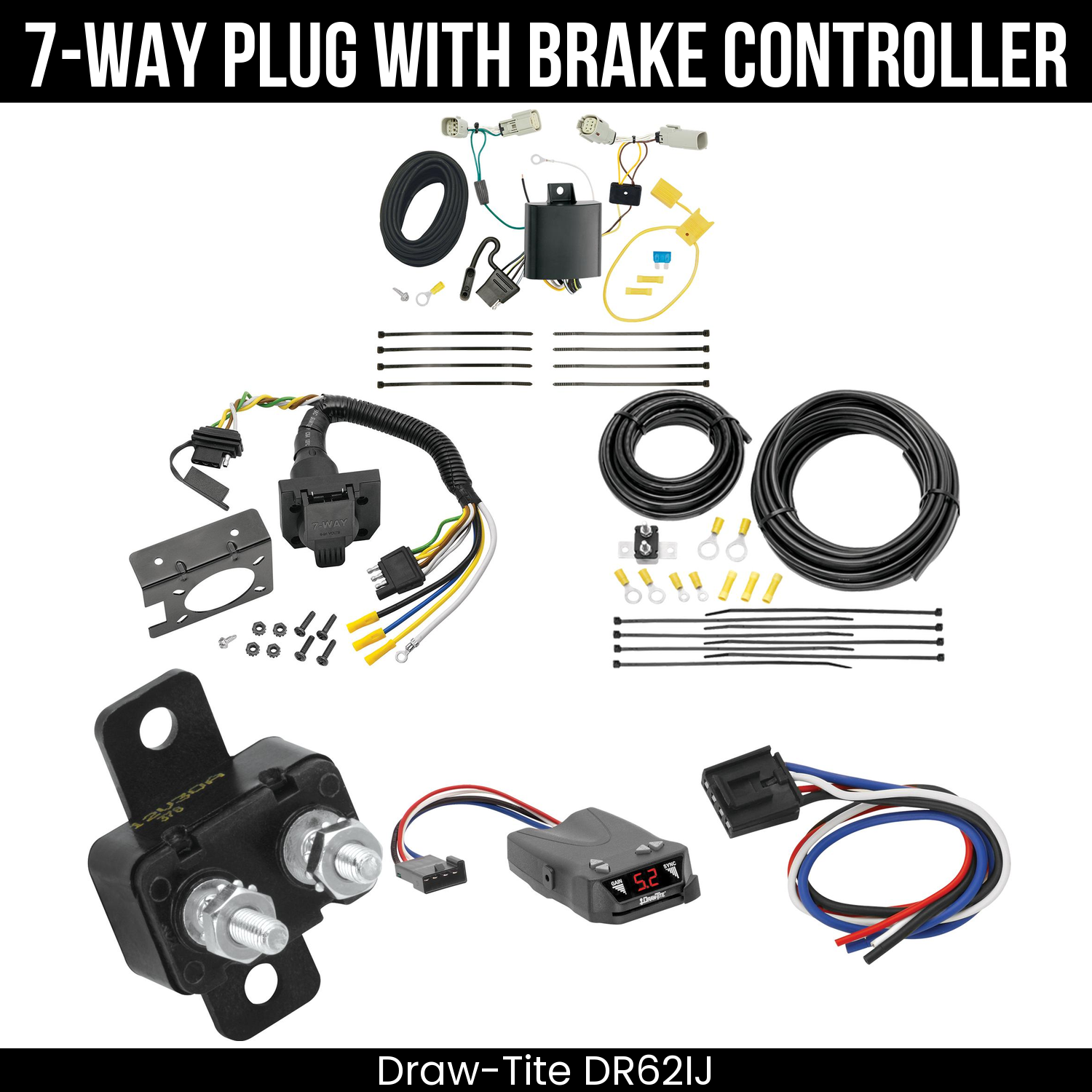 Trailer Wiring 7-Way Plug w/ Bracket , Draw-Tite Activator IV Brake Control