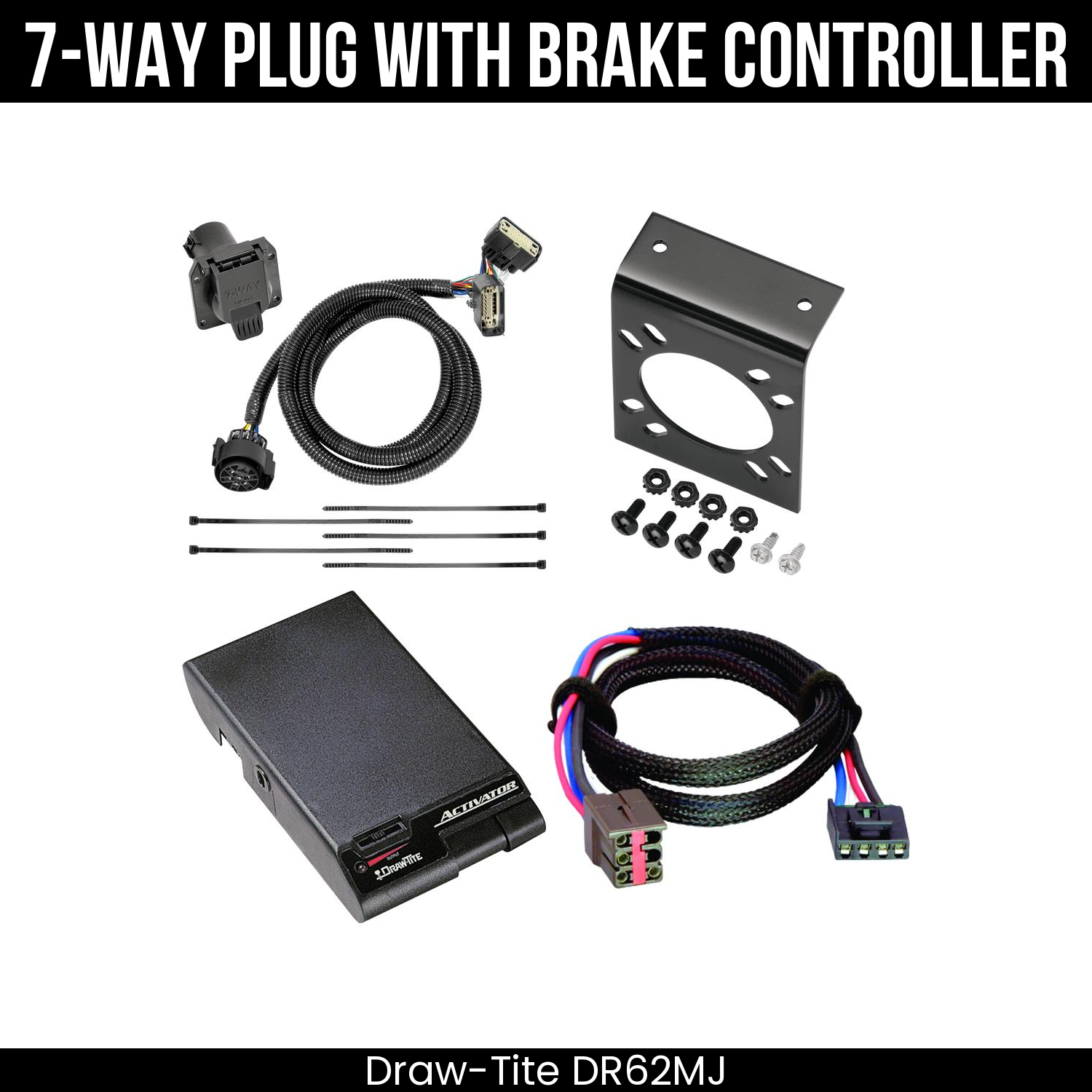 Trailer Wiring 7-Way Plug w/ Bracket , Draw-Tite Activator Brake Control