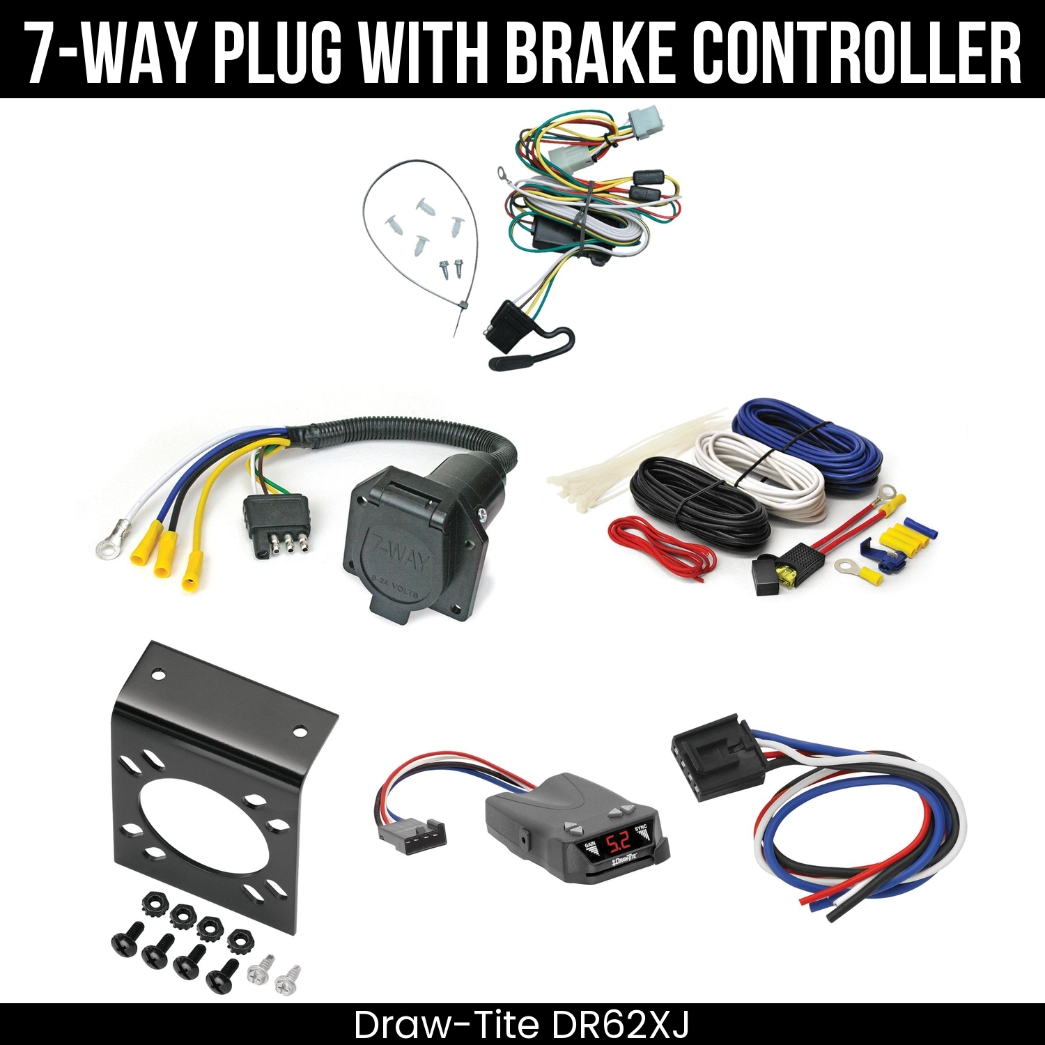 Trailer Wiring 7-Way Economy Plug w/ Bracket , Draw-Tite Activator IV Brake Control