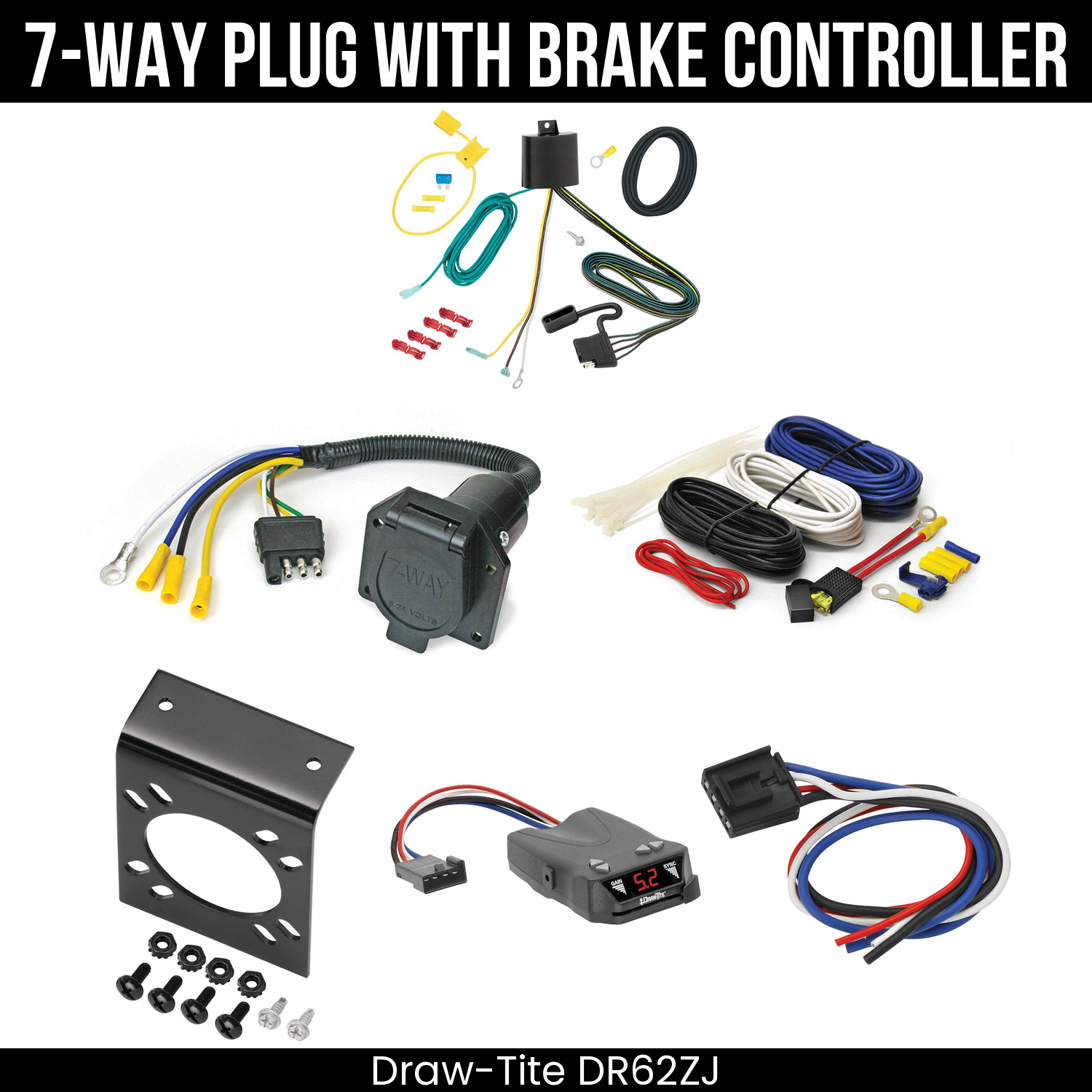 Trailer Wiring 7-Way Economy Plug w/ Bracket , Draw-Tite Activator IV Brake Control