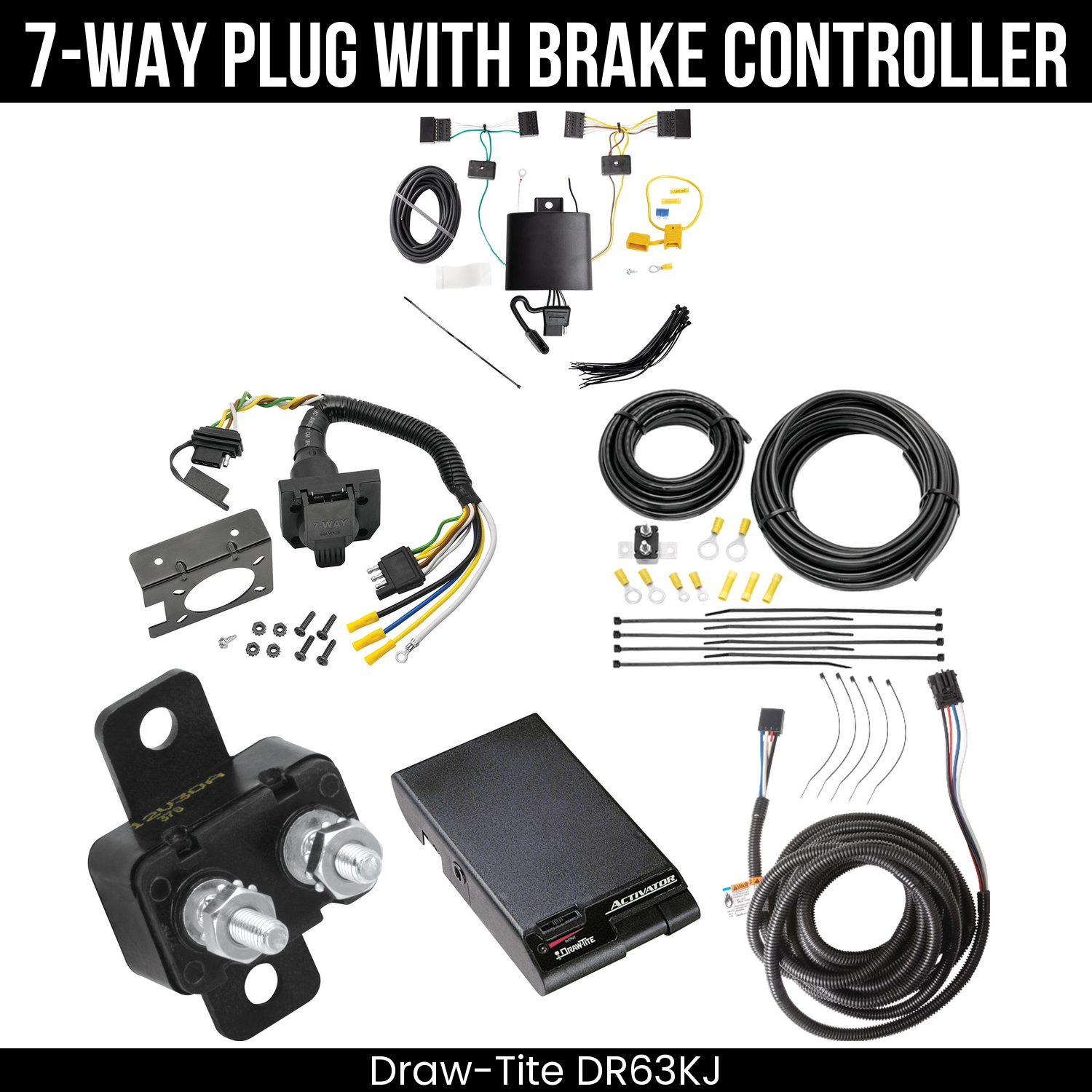 Trailer Wiring 7-Way Plug w/ Bracket , Draw-Tite Activator Brake Control