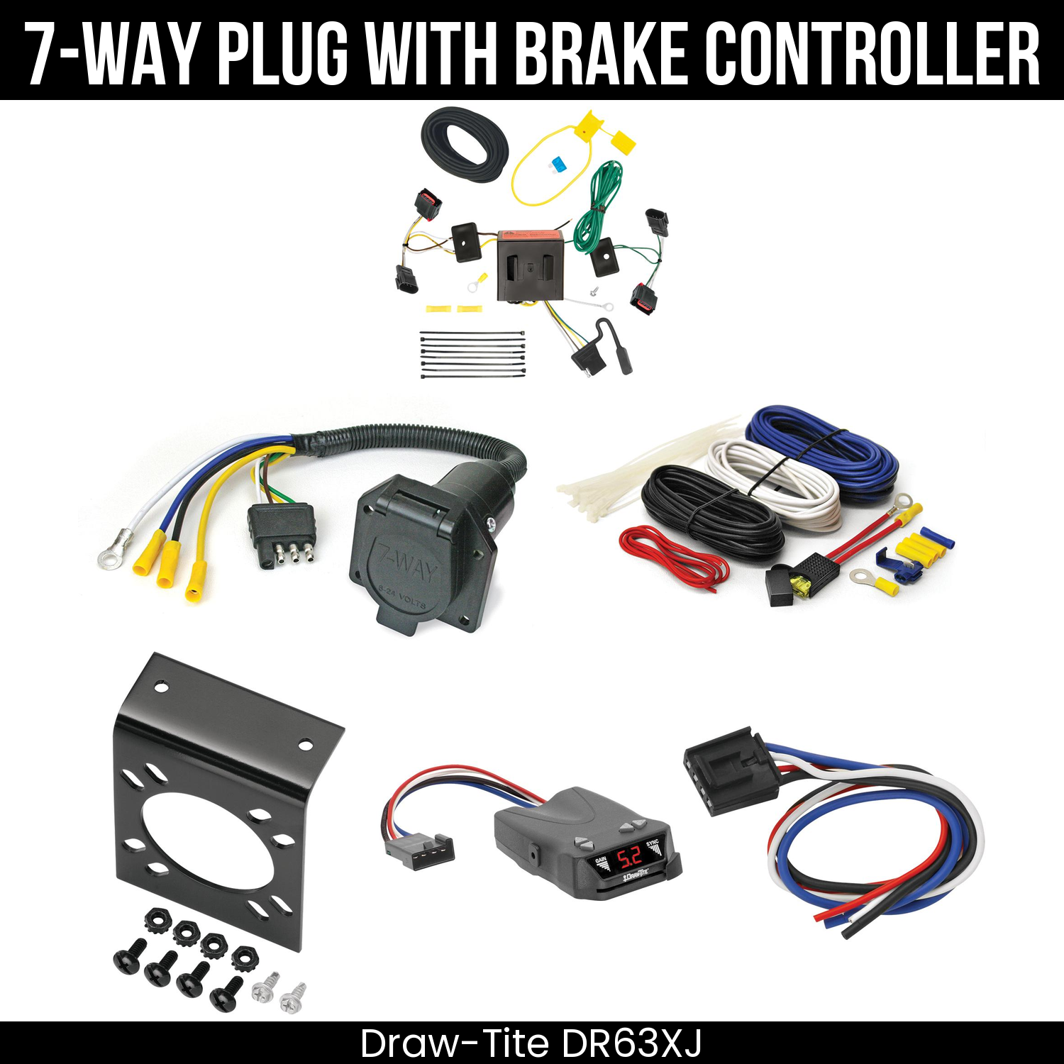 Trailer Wiring 7-Way Economy Plug w/ Bracket , Draw-Tite Activator IV Brake Control