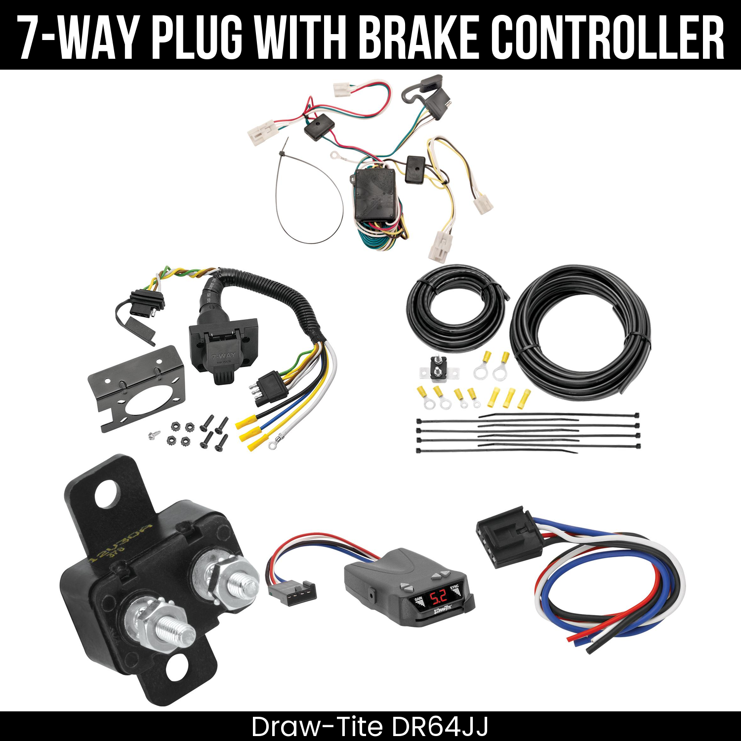 Trailer Wiring 7-Way Plug w/ Bracket , Draw-Tite Activator IV Brake Control