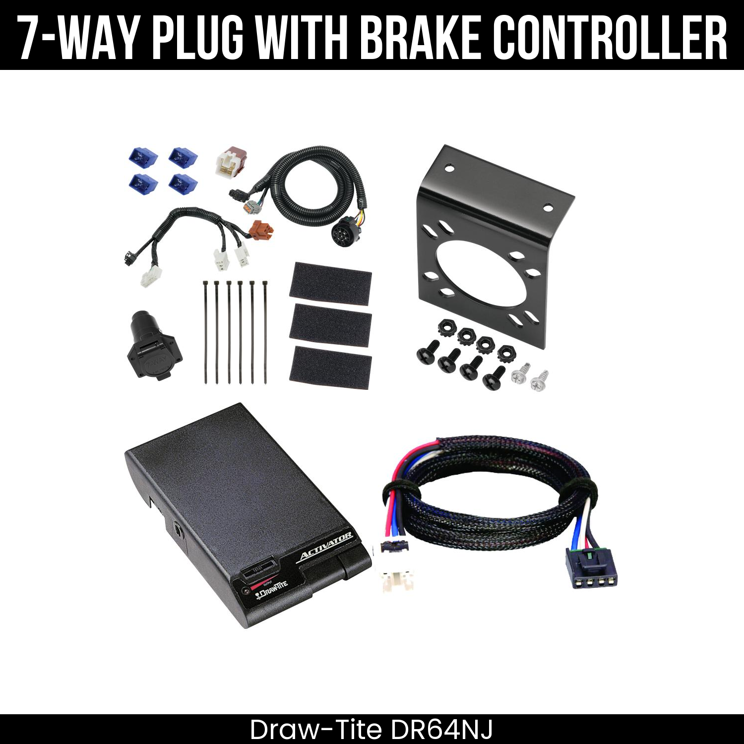 Trailer Wiring 7-Way Plug w/ Bracket , Draw-Tite Activator Brake Control