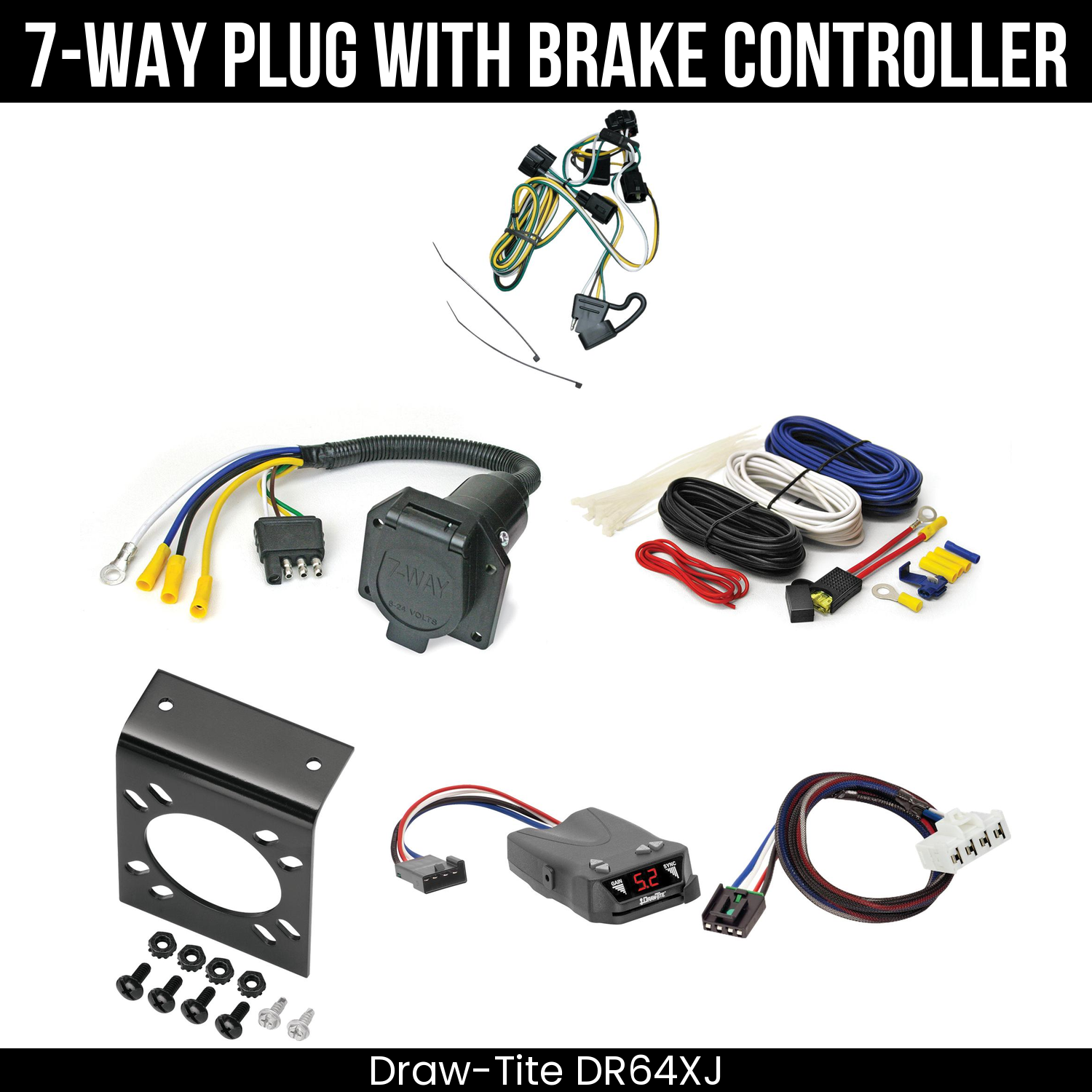 Trailer Wiring 7-Way Economy Plug w/ Bracket , Draw-Tite Activator IV Brake Control