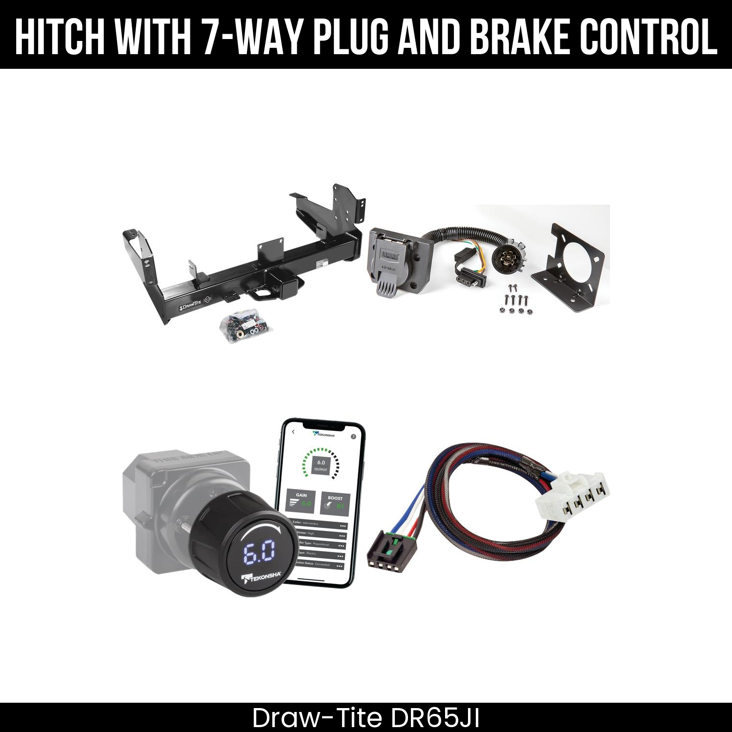 Draw Tite DR65JI Hitch With 7 Way Plug And Brake Control Bundle Featureimg
