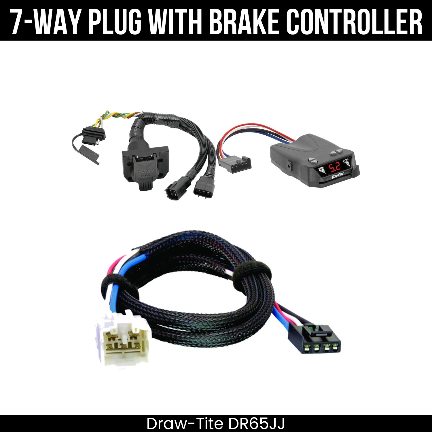 Trailer Wiring 7-Way Plug w/ Bracket , Draw-Tite Activator IV Brake Control