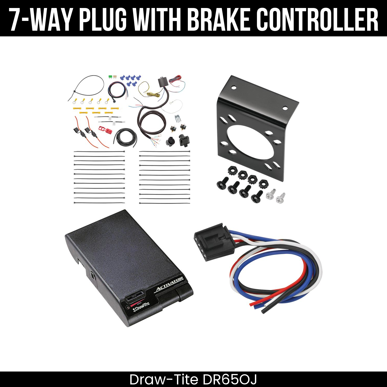Trailer Wiring 7-Way Plug w/ Bracket , Draw-Tite Activator Brake Control