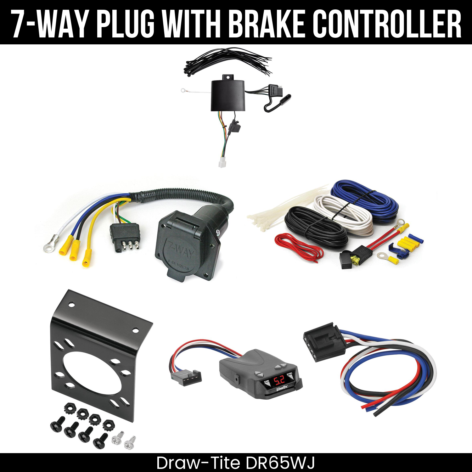Trailer Wiring 7-Way Economy Plug w/ Bracket , Draw-Tite Activator IV Brake Control