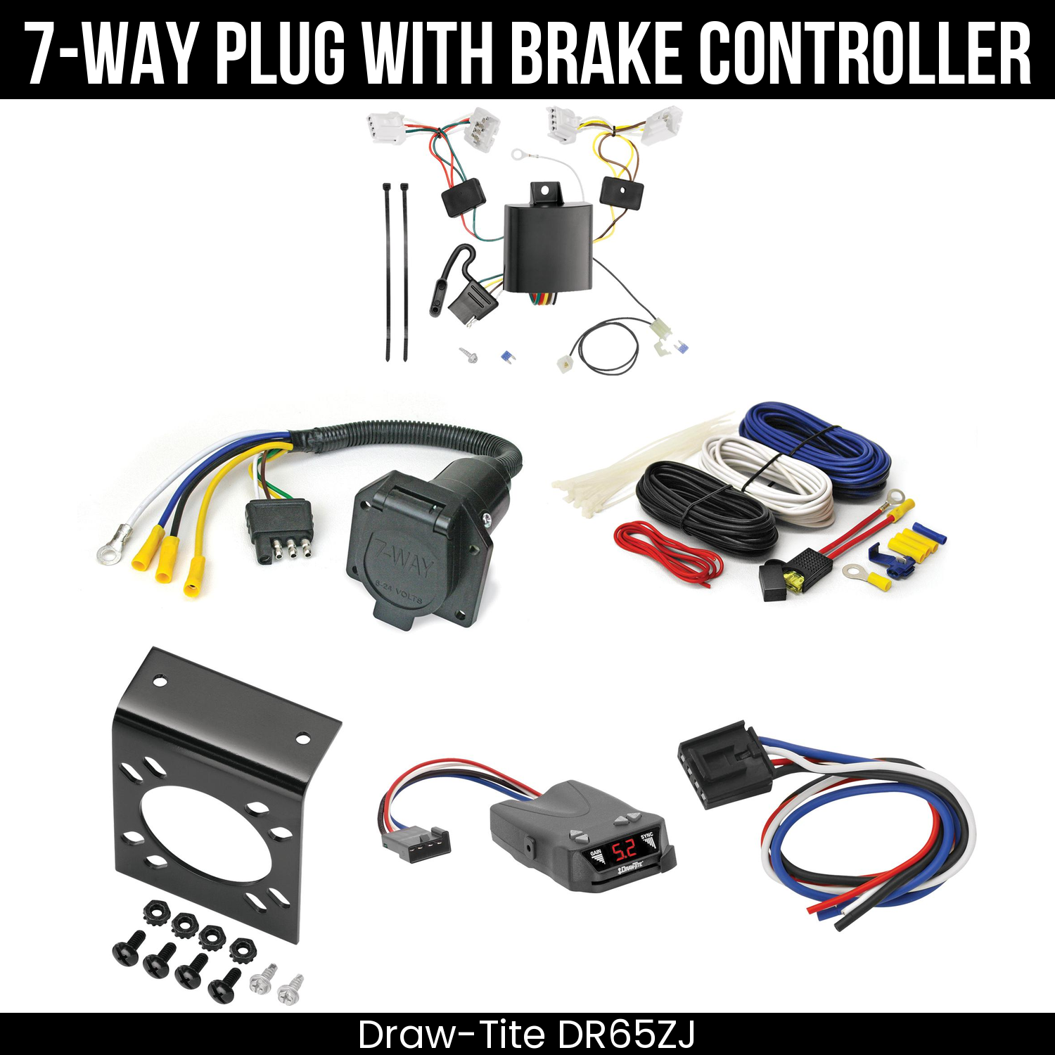 Trailer Wiring 7-Way Economy Plug w/ Bracket , Draw-Tite Activator IV Brake Control