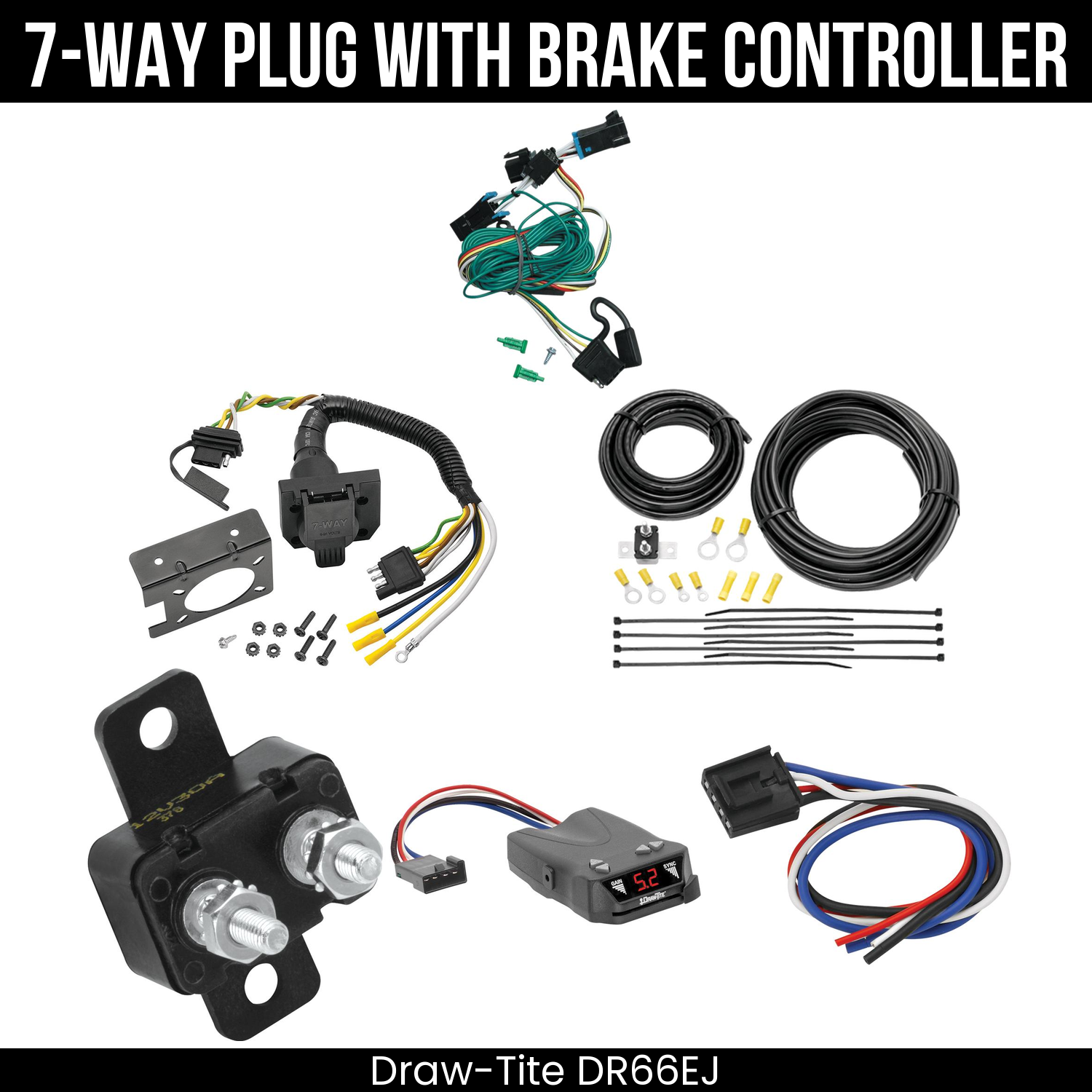 Trailer Wiring 7-Way Plug w/ Bracket , Draw-Tite Activator IV Brake Control