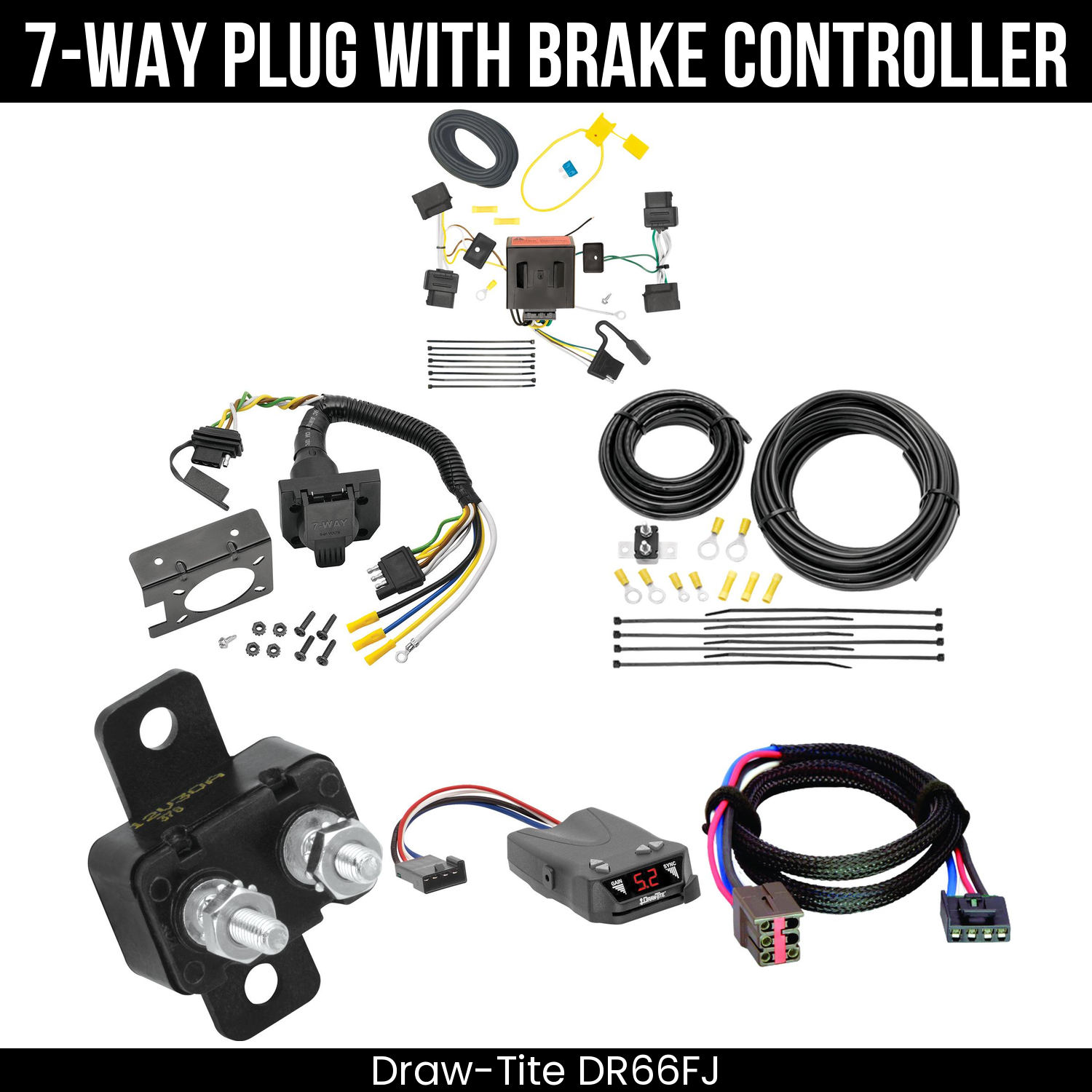 Trailer Wiring 7-Way Plug w/ Bracket , Draw-Tite Activator IV Brake Control