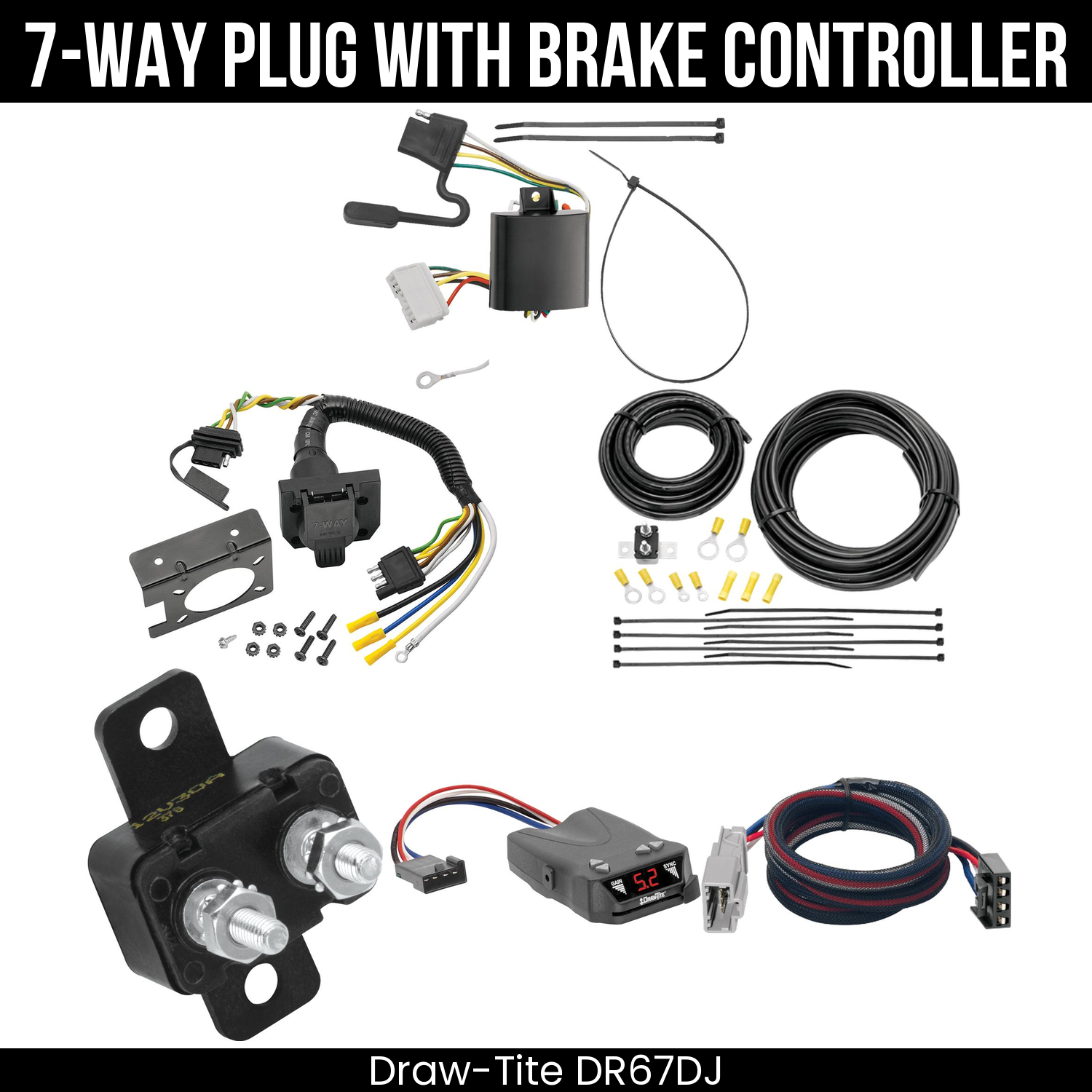 Trailer Wiring 7-Way Plug w/ Bracket , Draw-Tite Activator IV Brake Control
