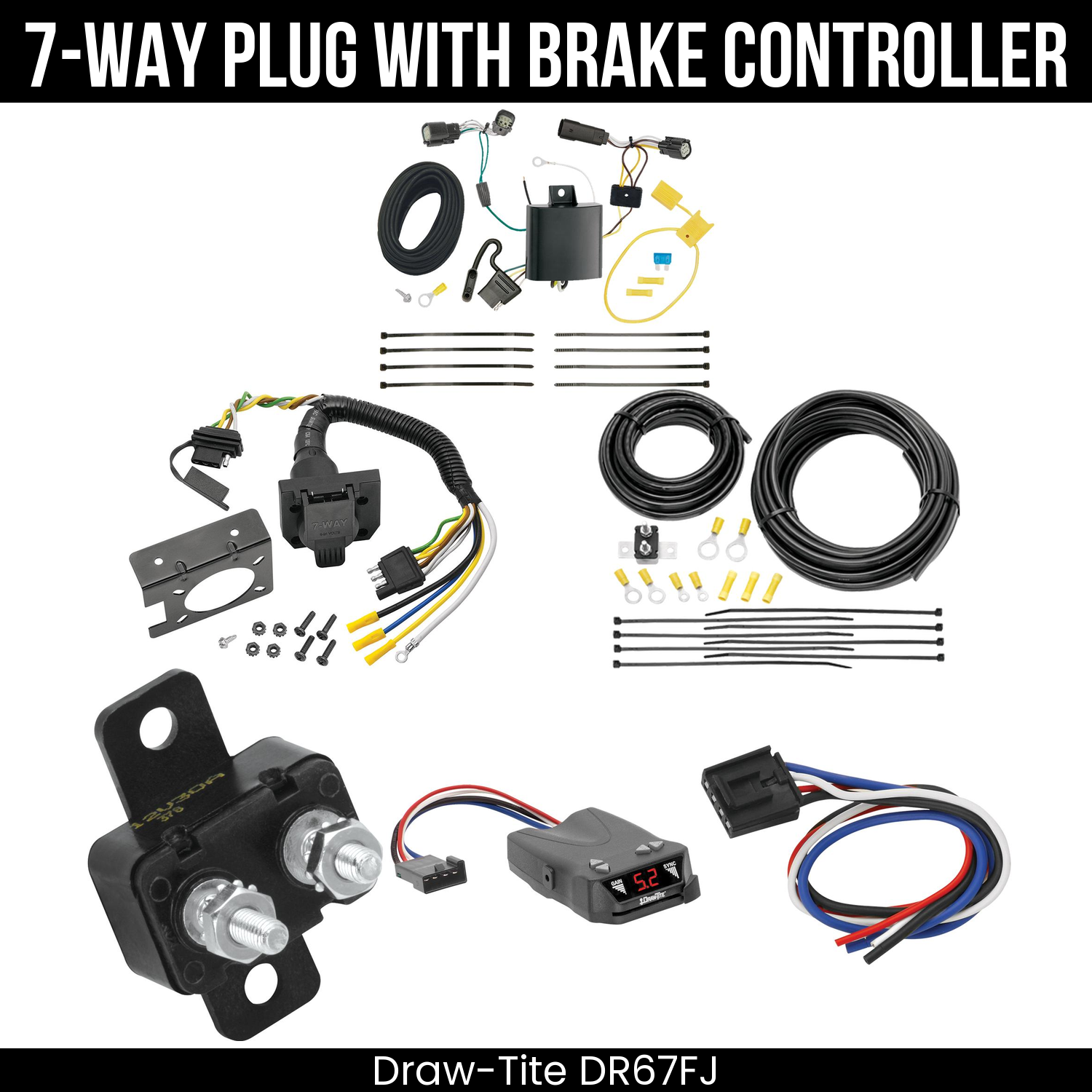 Trailer Wiring 7-Way Plug w/ Bracket , Draw-Tite Activator IV Brake Control