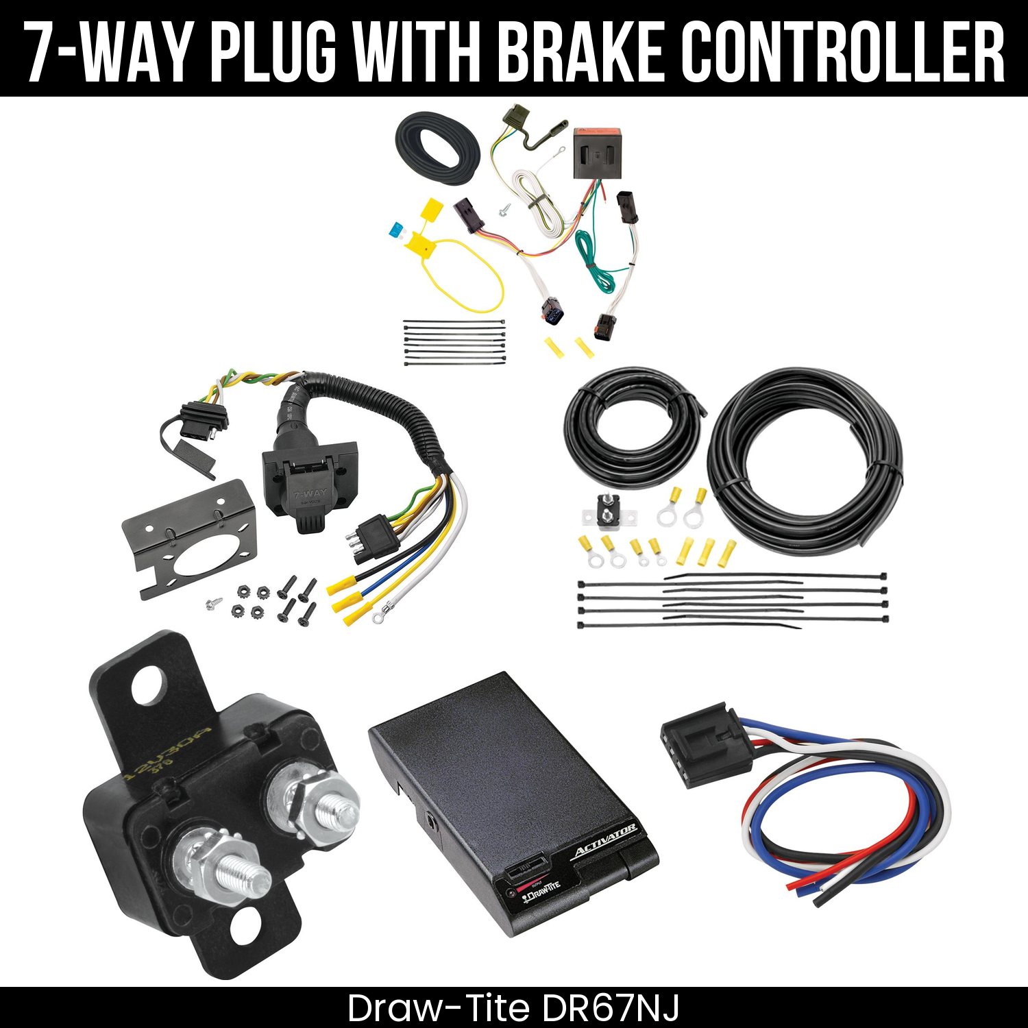 Trailer Wiring 7-Way Plug w/ Bracket , Draw-Tite Activator Brake Control