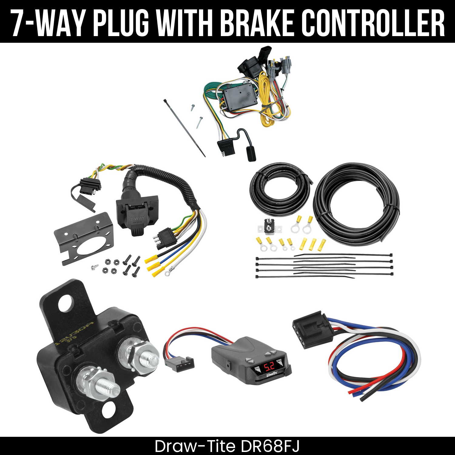 Trailer Wiring 7-Way Plug w/ Bracket , Draw-Tite Activator IV Brake Control