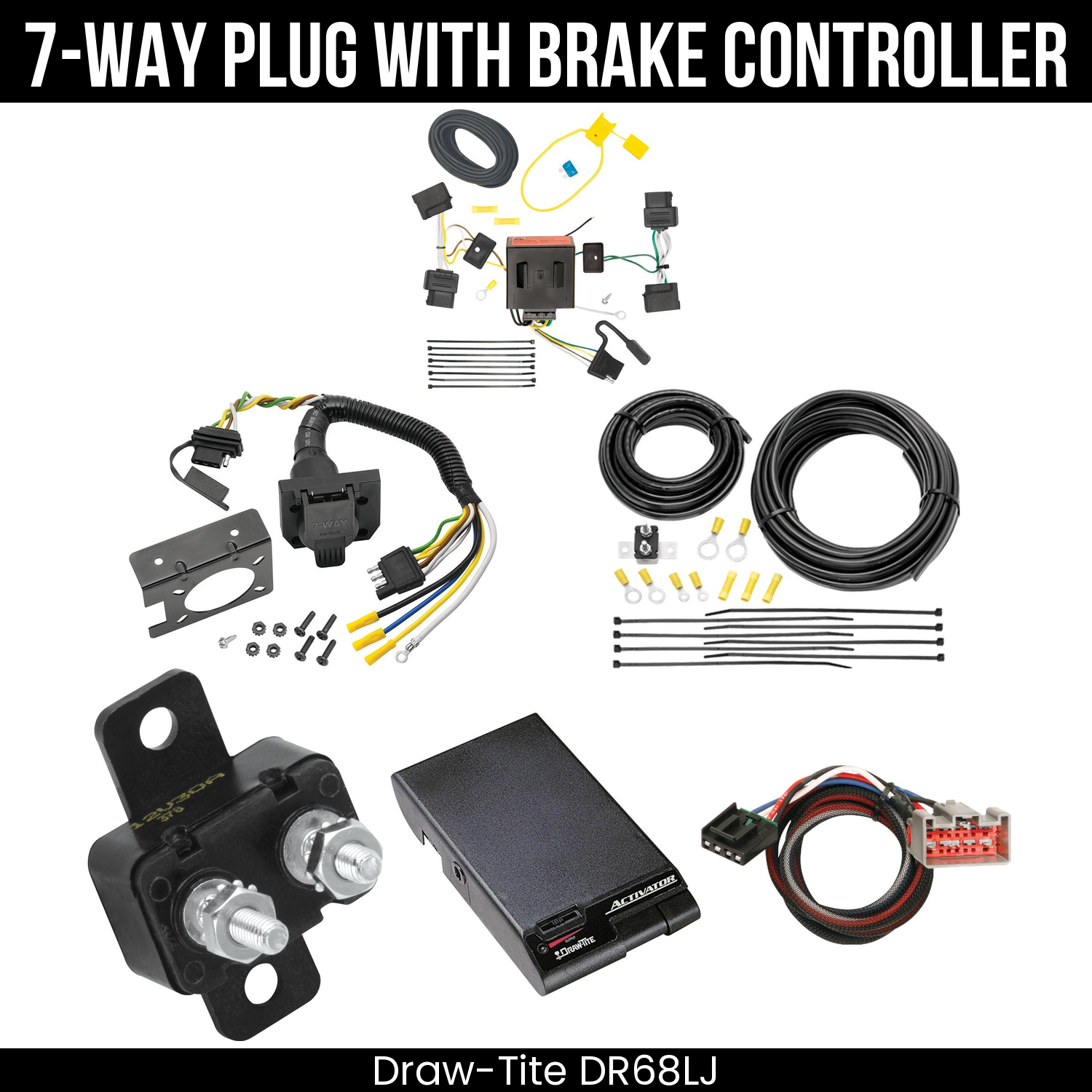 Trailer Wiring 7-Way Plug w/ Bracket , Draw-Tite Activator Brake Control