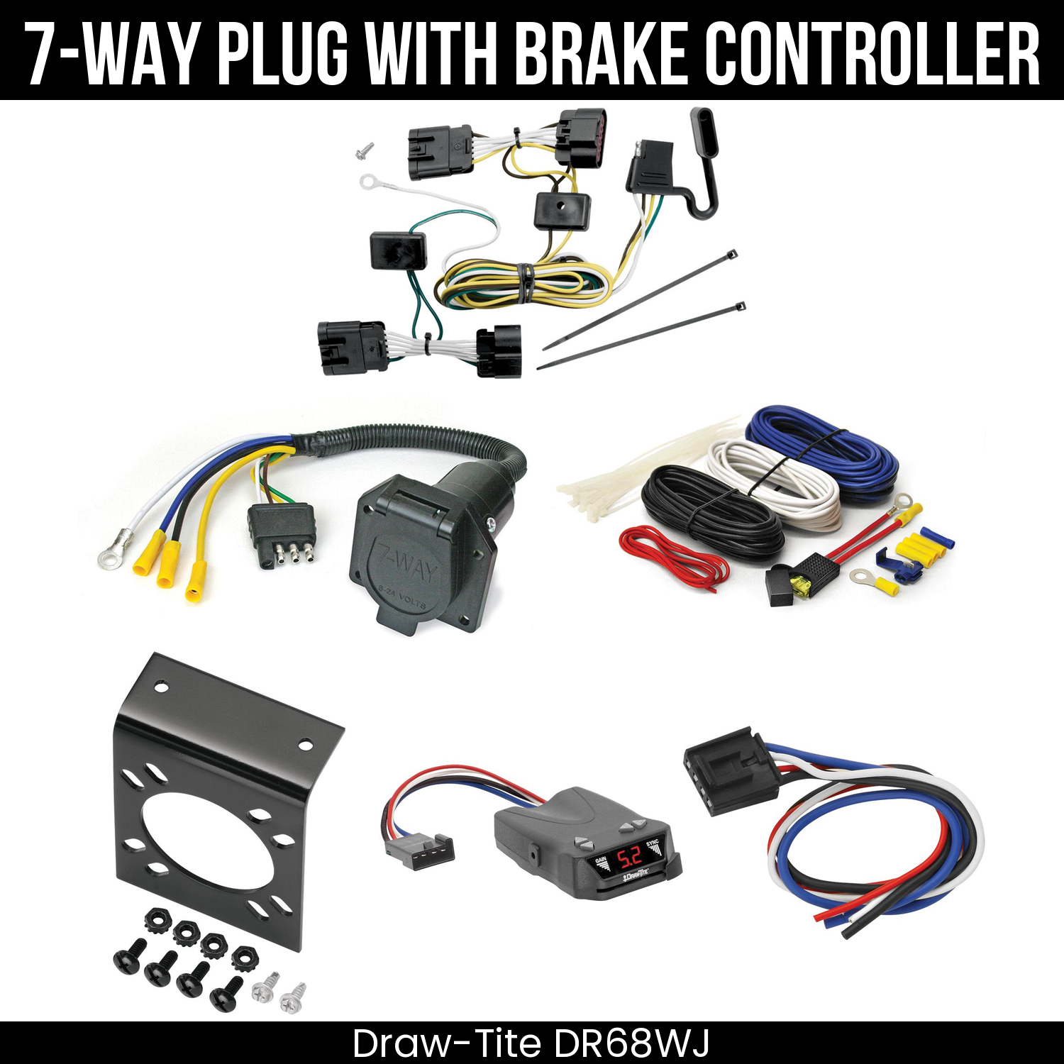 Trailer Wiring 7-Way Economy Plug w/ Bracket , Draw-Tite Activator IV Brake Control