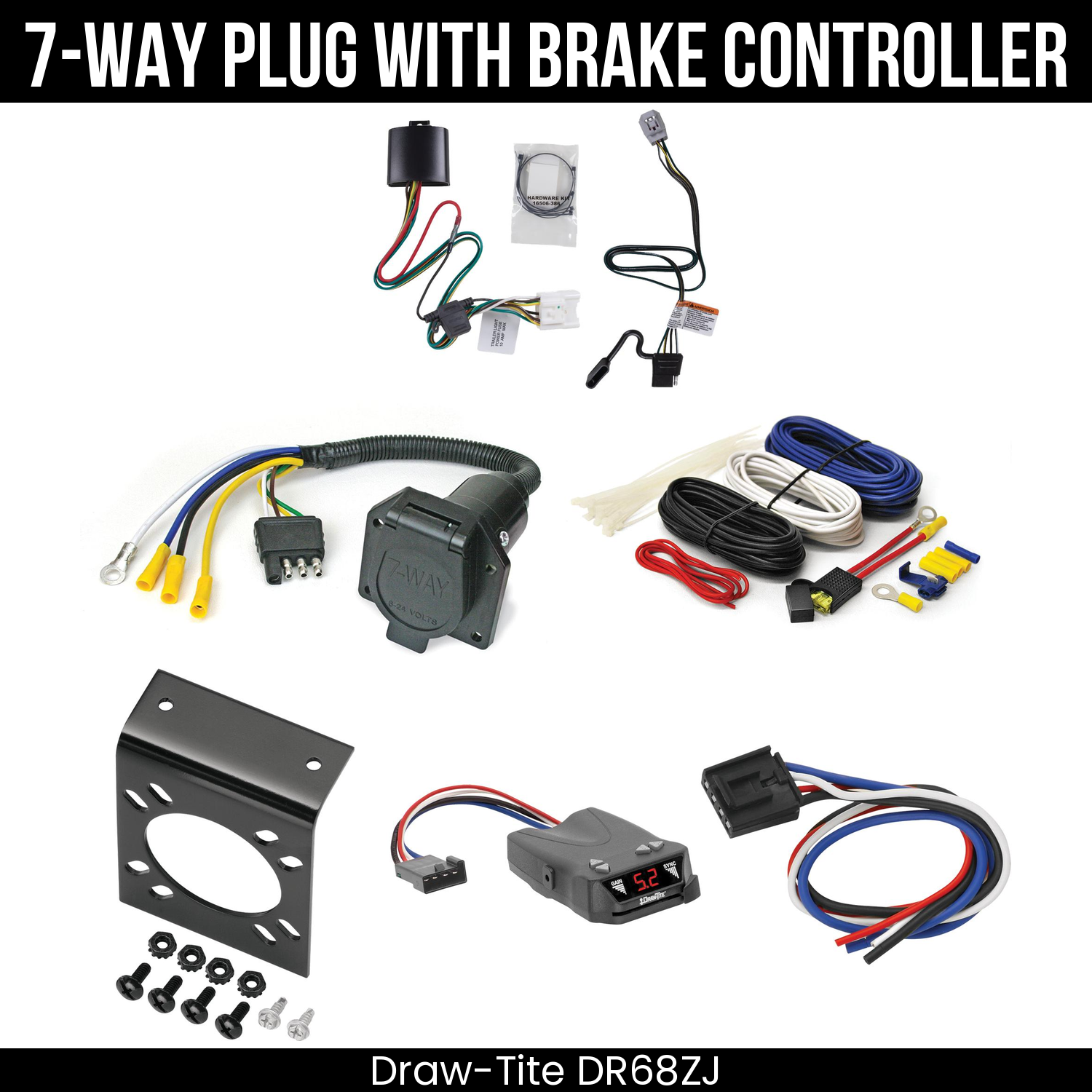 Trailer Wiring 7-Way Economy Plug w/ Bracket , Draw-Tite Activator IV Brake Control