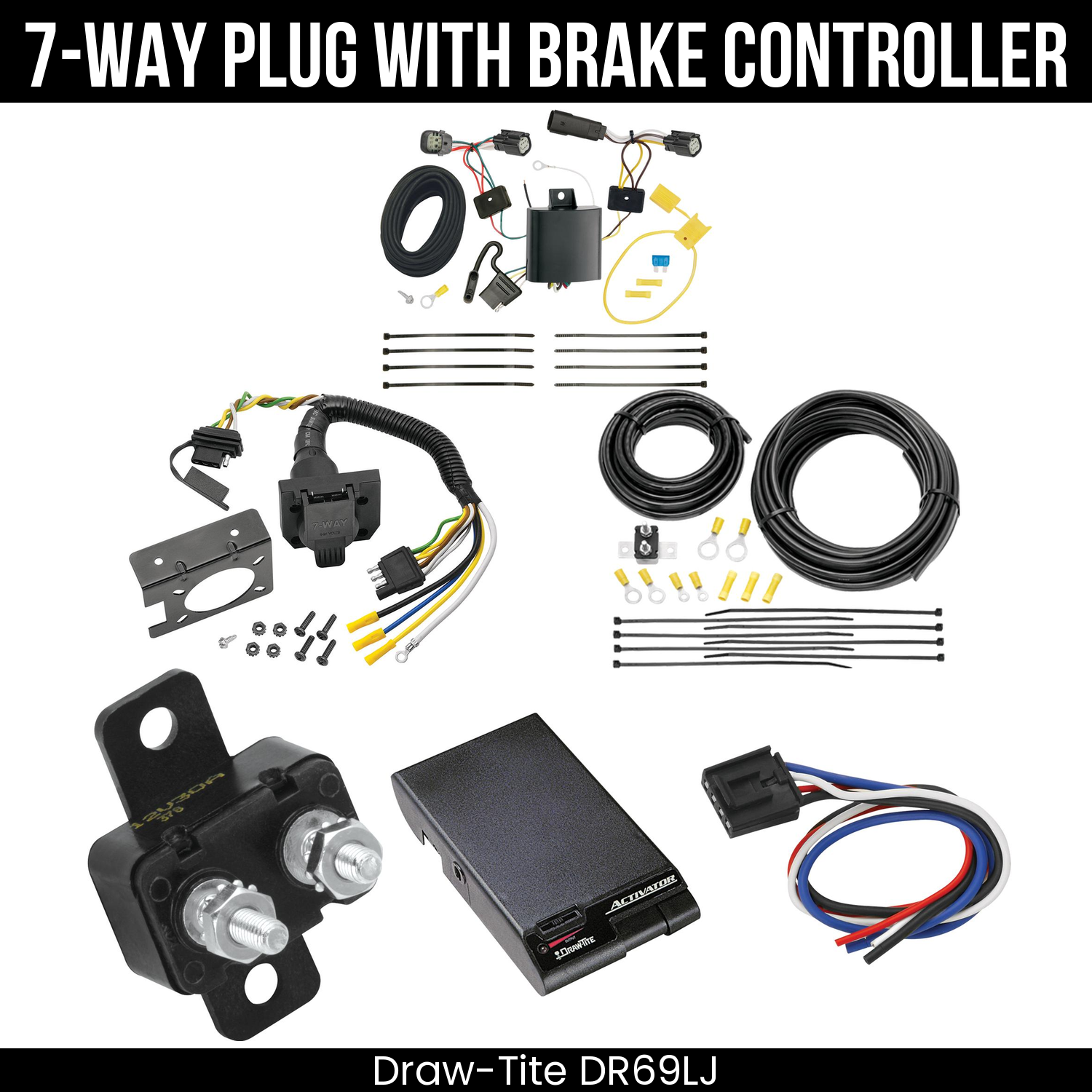Trailer Wiring 7-Way Plug w/ Bracket , Draw-Tite Activator Brake Control