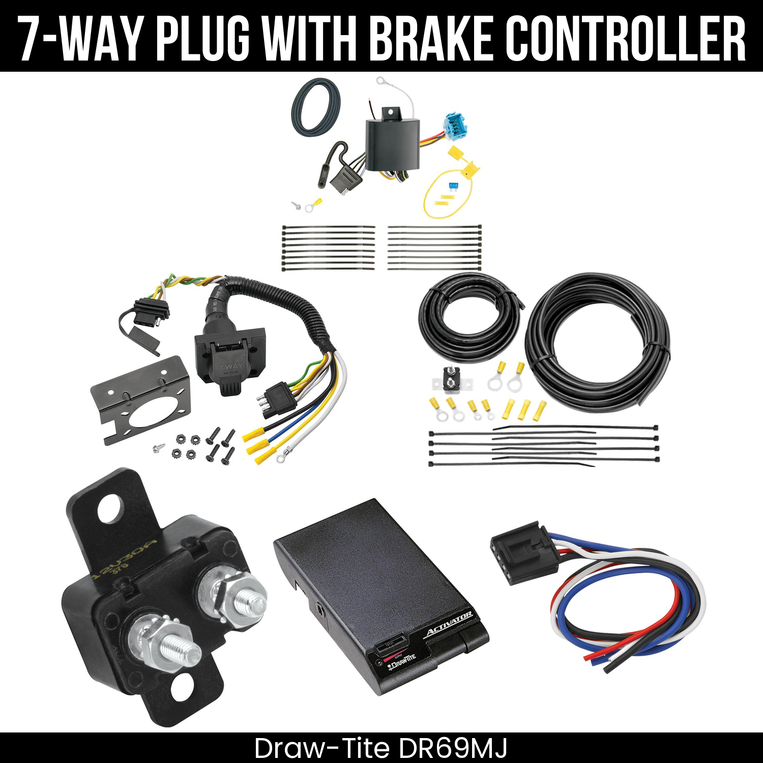 Trailer Wiring 7-Way Plug w/ Bracket , Draw-Tite Activator Brake Control