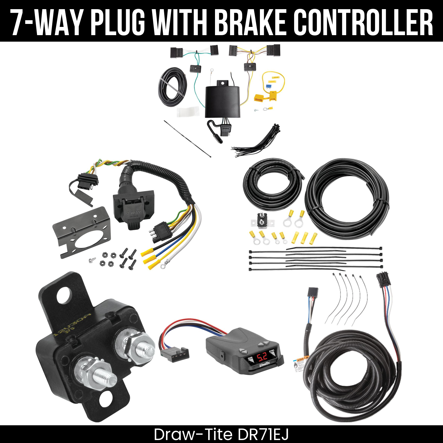 Trailer Wiring 7-Way Plug w/ Bracket , Draw-Tite Activator IV Brake Control