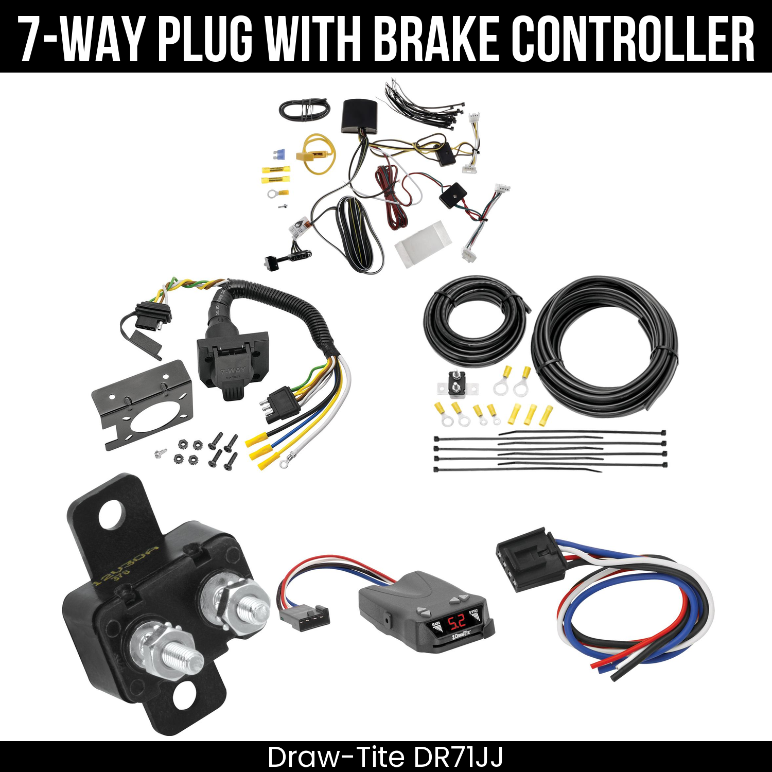 Trailer Wiring 7-Way Plug w/ Bracket , Draw-Tite Activator IV Brake Control