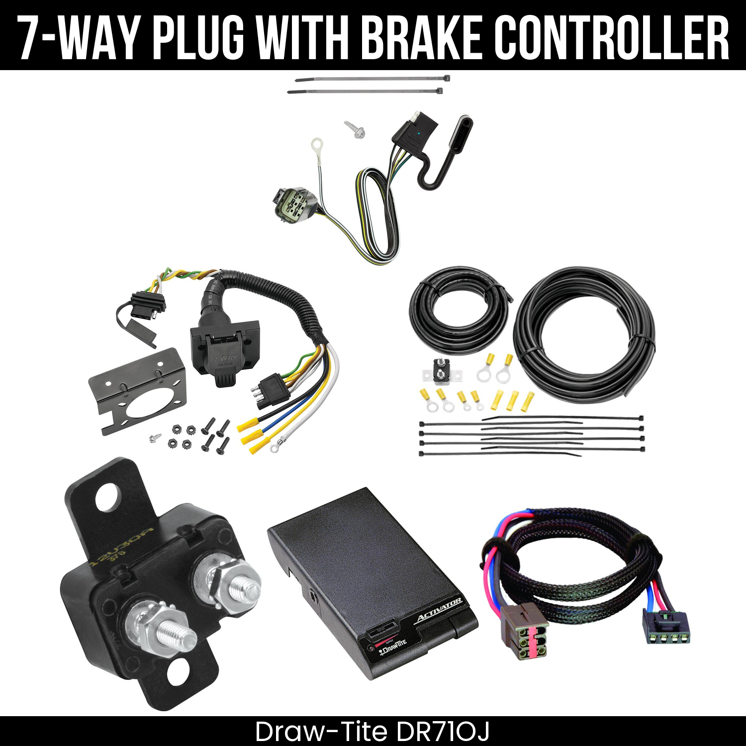 Trailer Wiring 7-Way Plug w/ Bracket , Draw-Tite Activator Brake Control