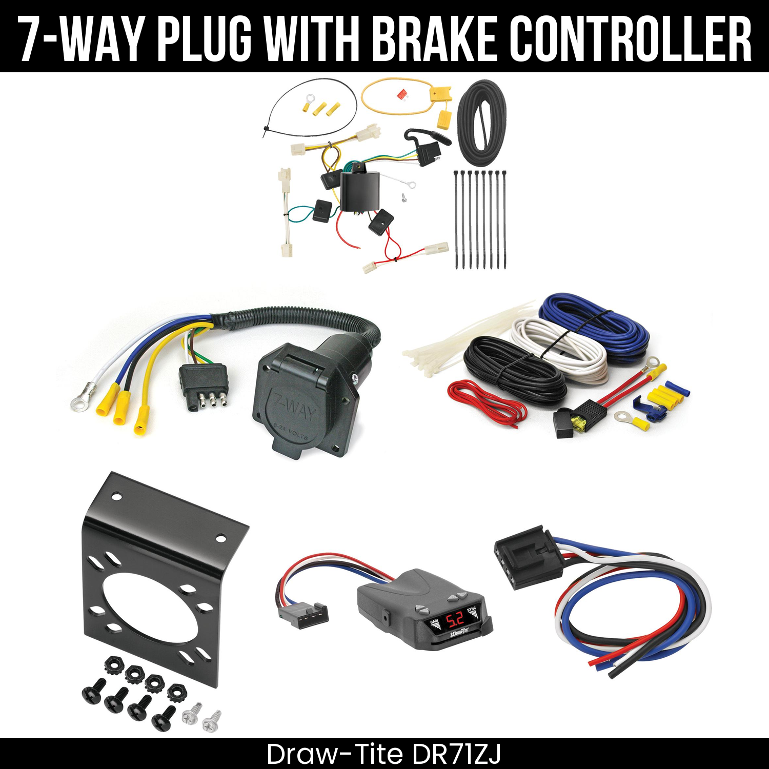 Trailer Wiring 7-Way Economy Plug w/ Bracket , Draw-Tite Activator IV Brake Control