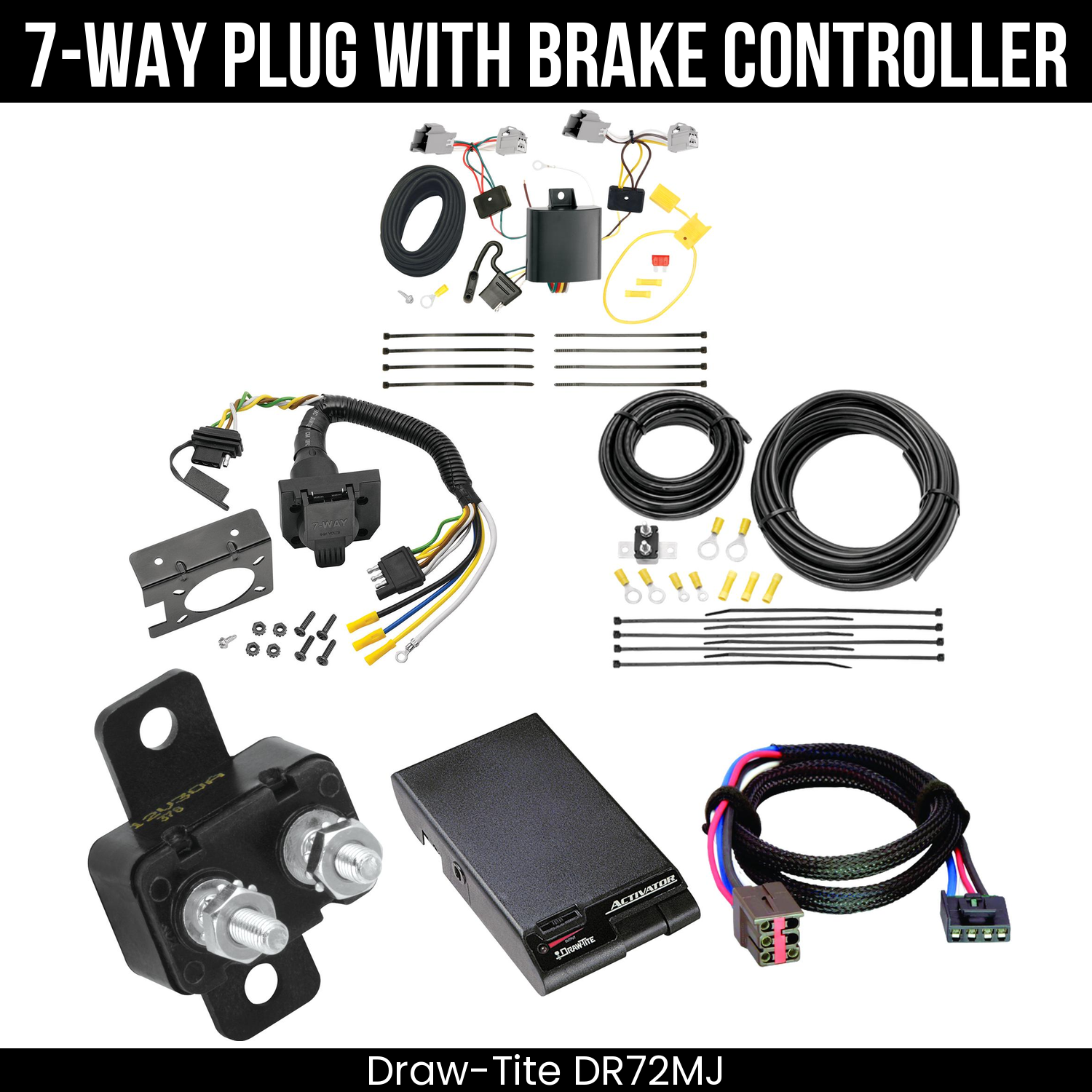 Trailer Wiring 7-Way Plug w/ Bracket , Draw-Tite Activator Brake Control