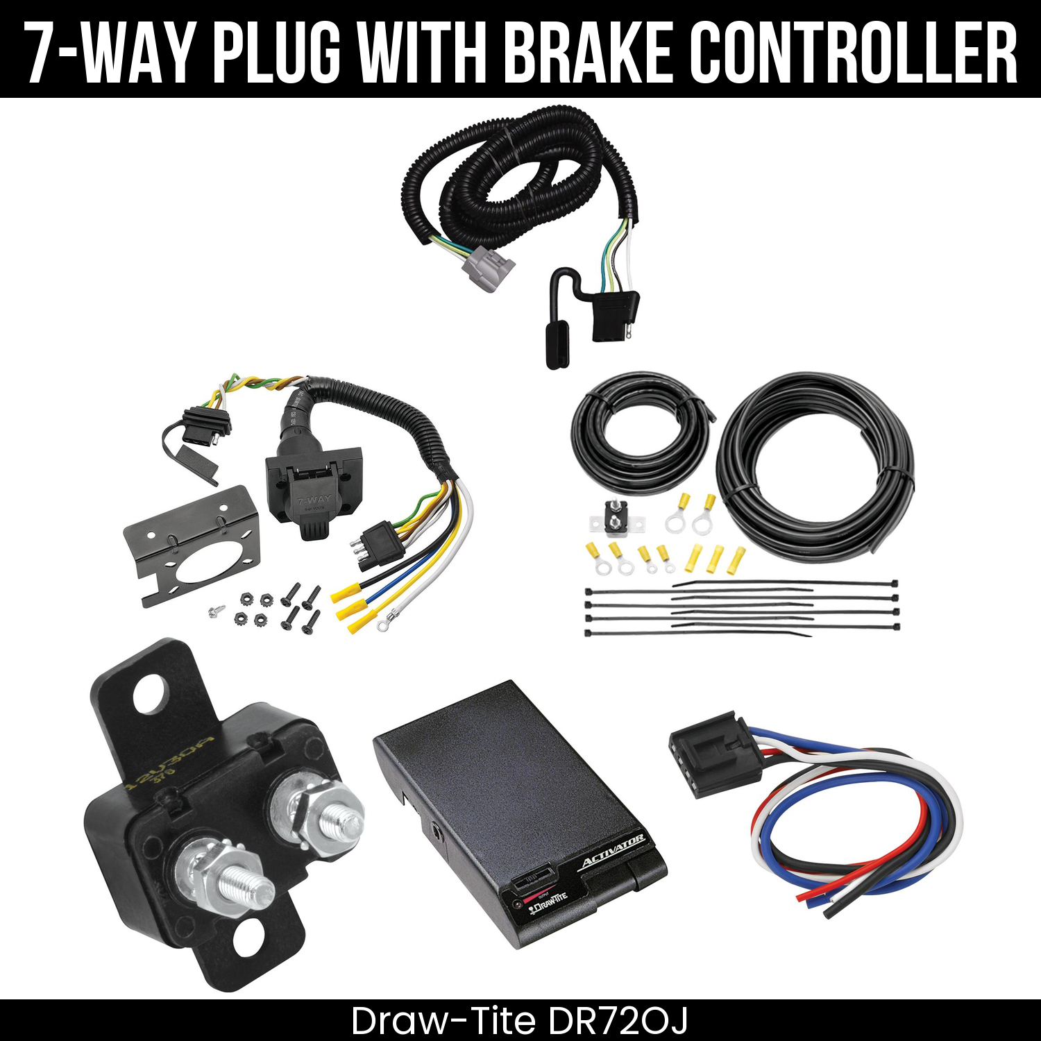 Trailer Wiring 7-Way Plug w/ Bracket , Draw-Tite Activator Brake Control