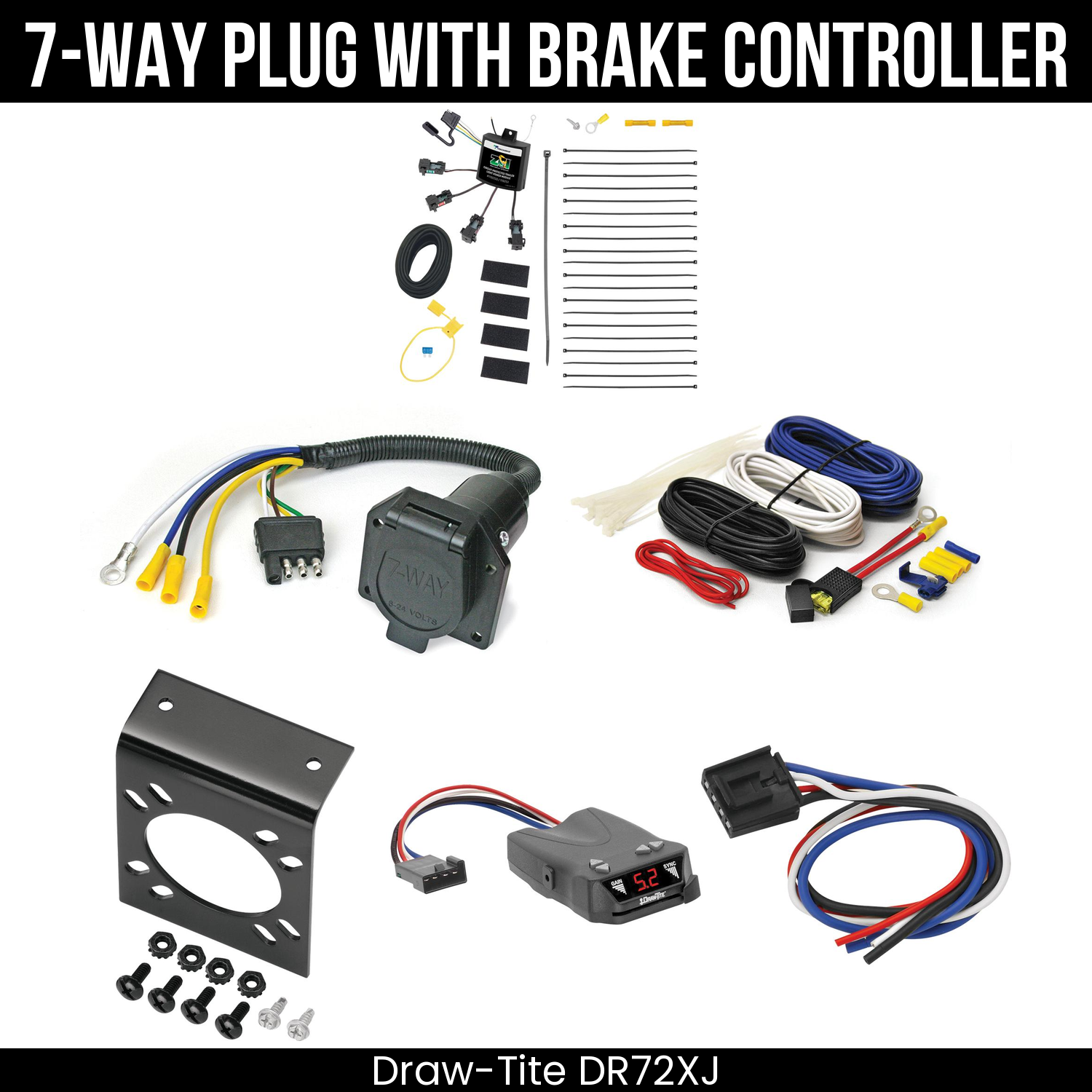 Trailer Wiring 7-Way Economy Plug w/ Bracket , Draw-Tite Activator IV Brake Control