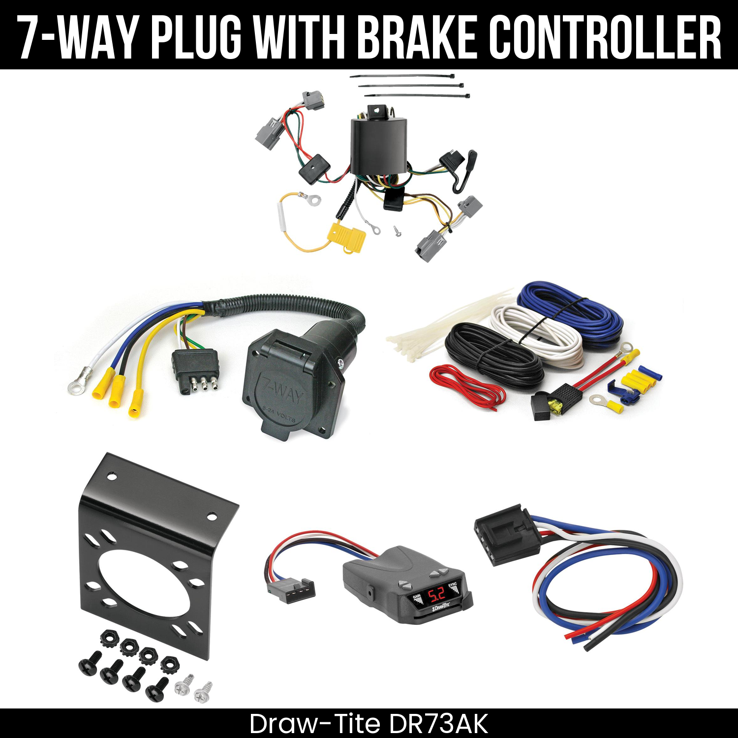 Trailer Wiring 7-Way Economy Plug w/ Bracket , Draw-Tite Activator IV Brake Control