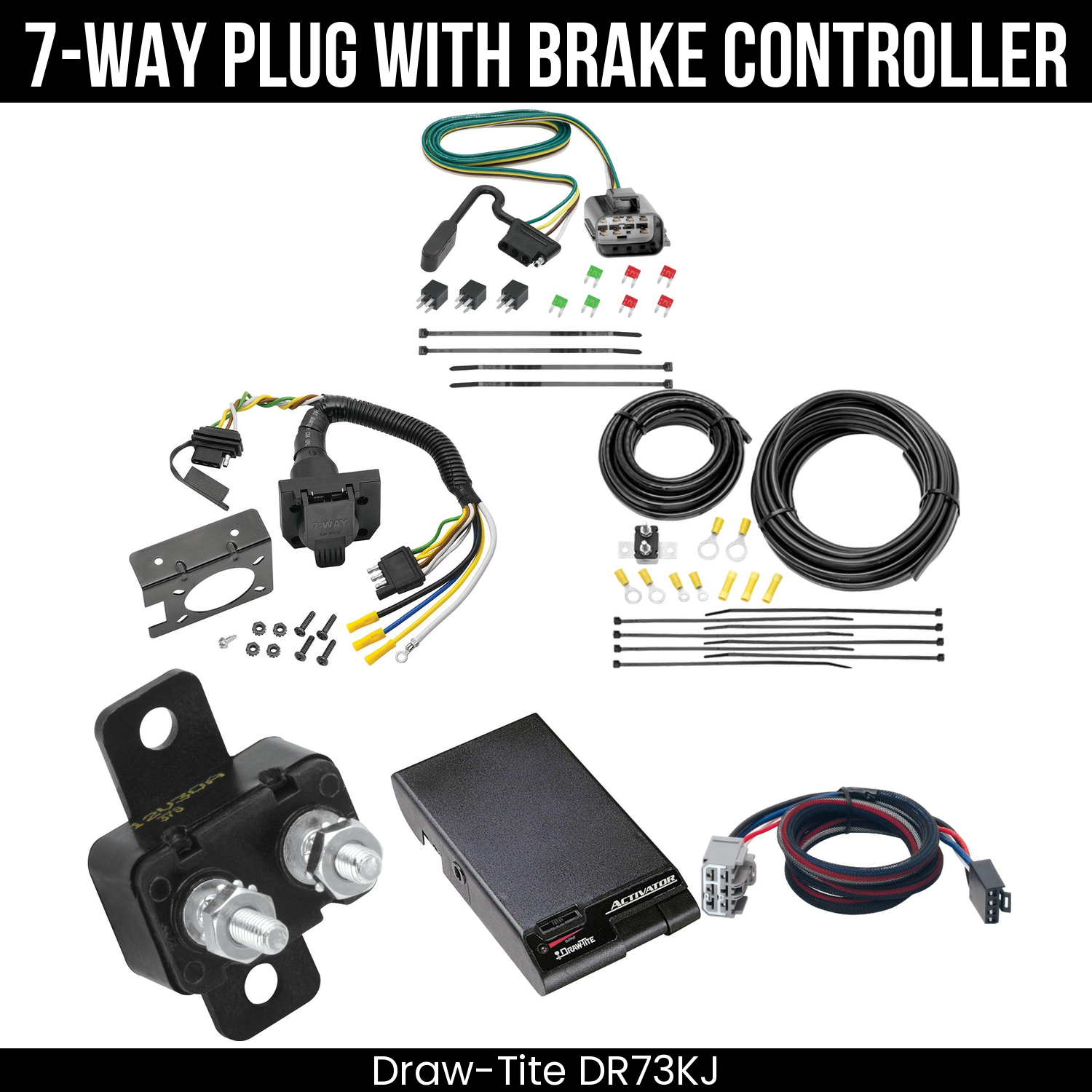 Trailer Wiring 7-Way Plug w/ Bracket , Draw-Tite Activator Brake Control