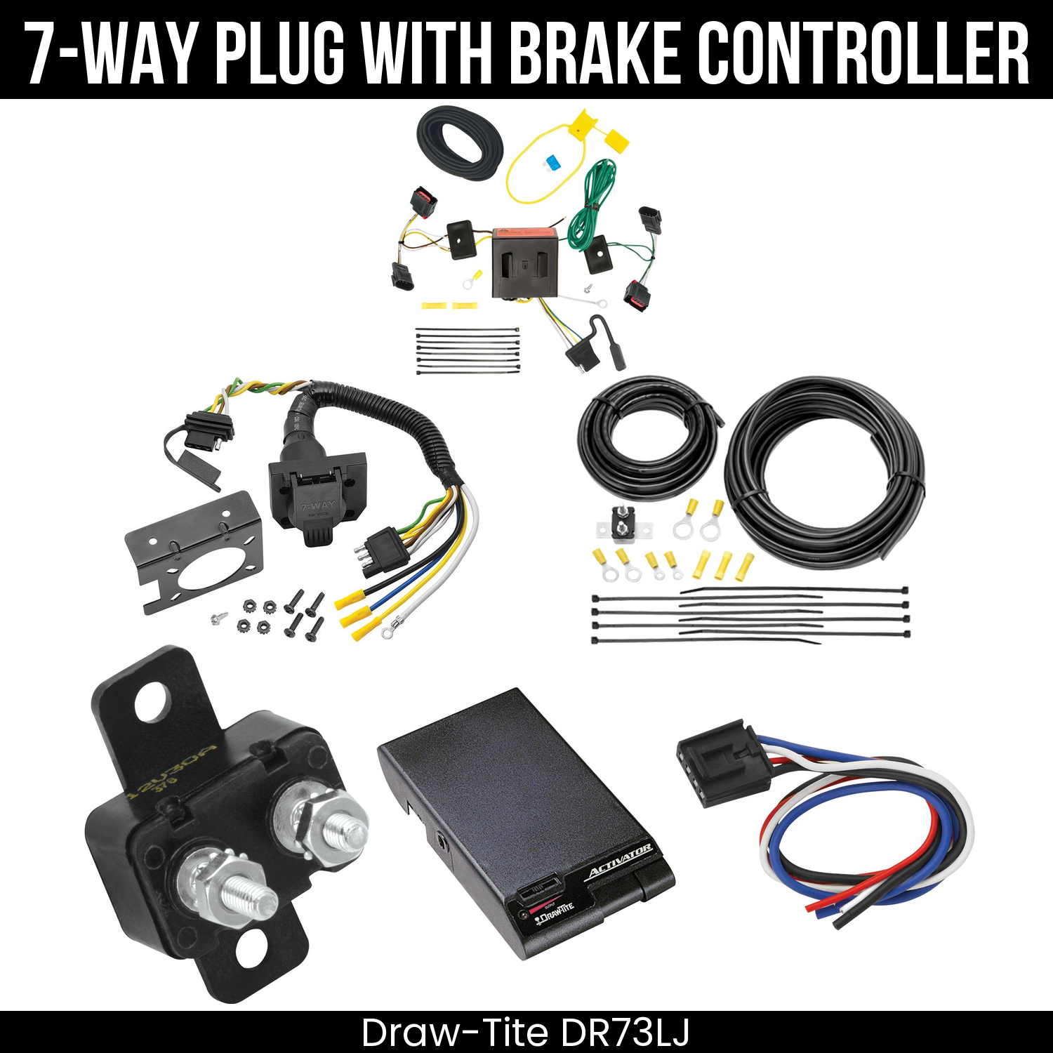 Trailer Wiring 7-Way Plug w/ Bracket , Draw-Tite Activator Brake Control