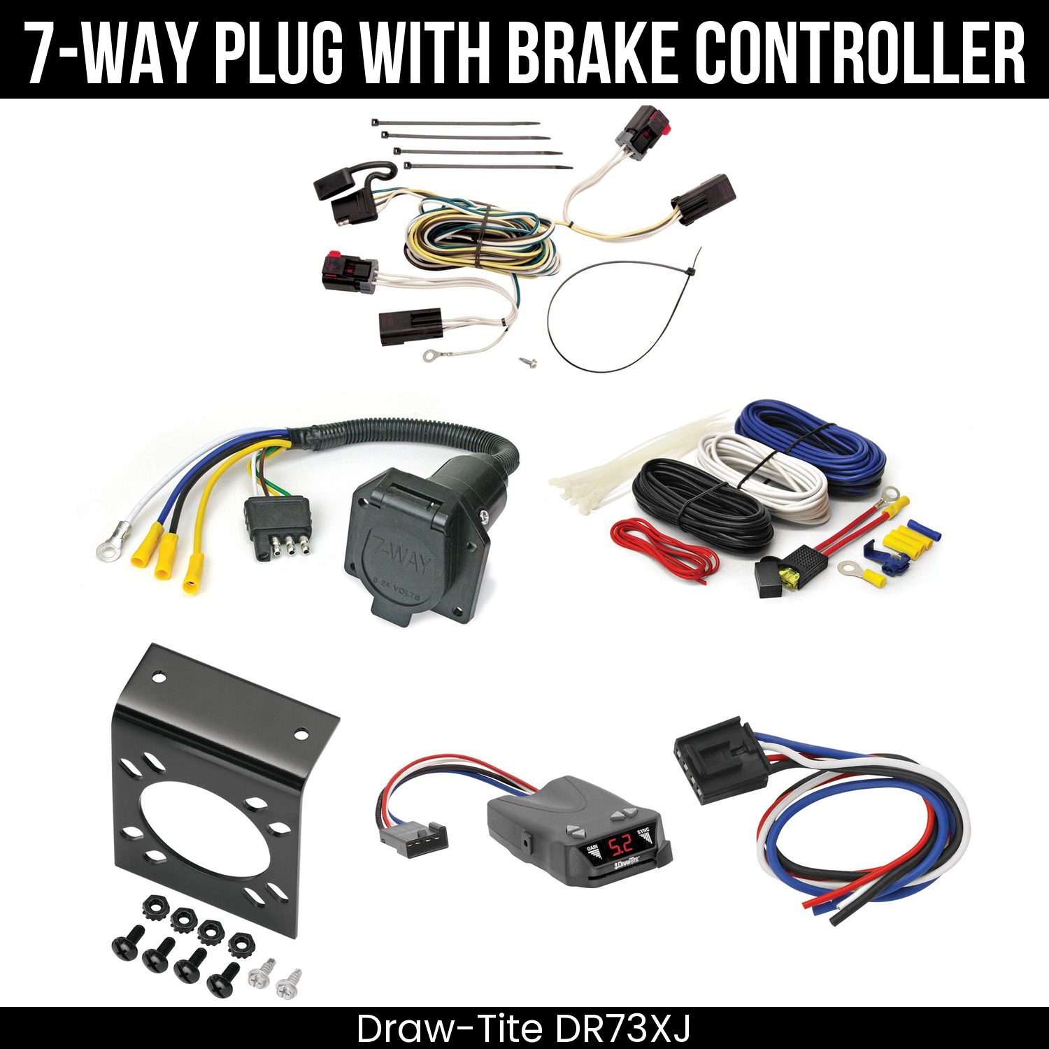 Trailer Wiring 7-Way Economy Plug w/ Bracket , Draw-Tite Activator IV Brake Control